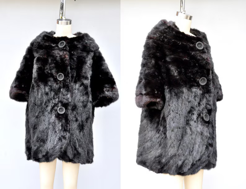 MINK Fur Jacket Coat Cape 30s 40s Mid Century Fur Pin Up Rockabilly Elegant OS