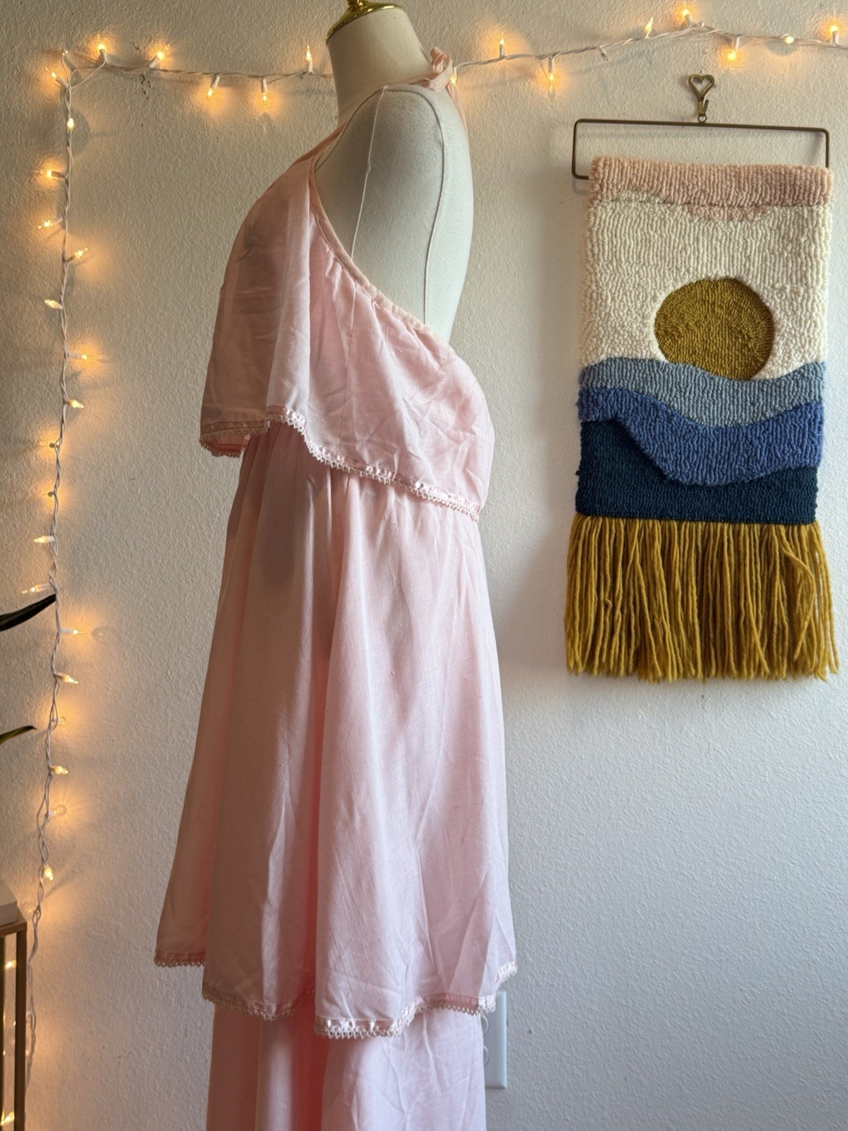 Trivia By Charm Of Hollywood Vintage Rare Pink Dress Gown Size S Maxi Ruffles