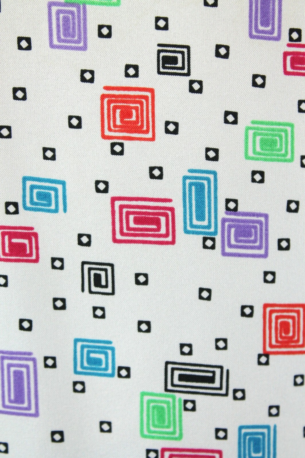 Pussy Bow Blouse Sz L Vintage 80s Funky White Geometric Long Sleeve Dress Shirt