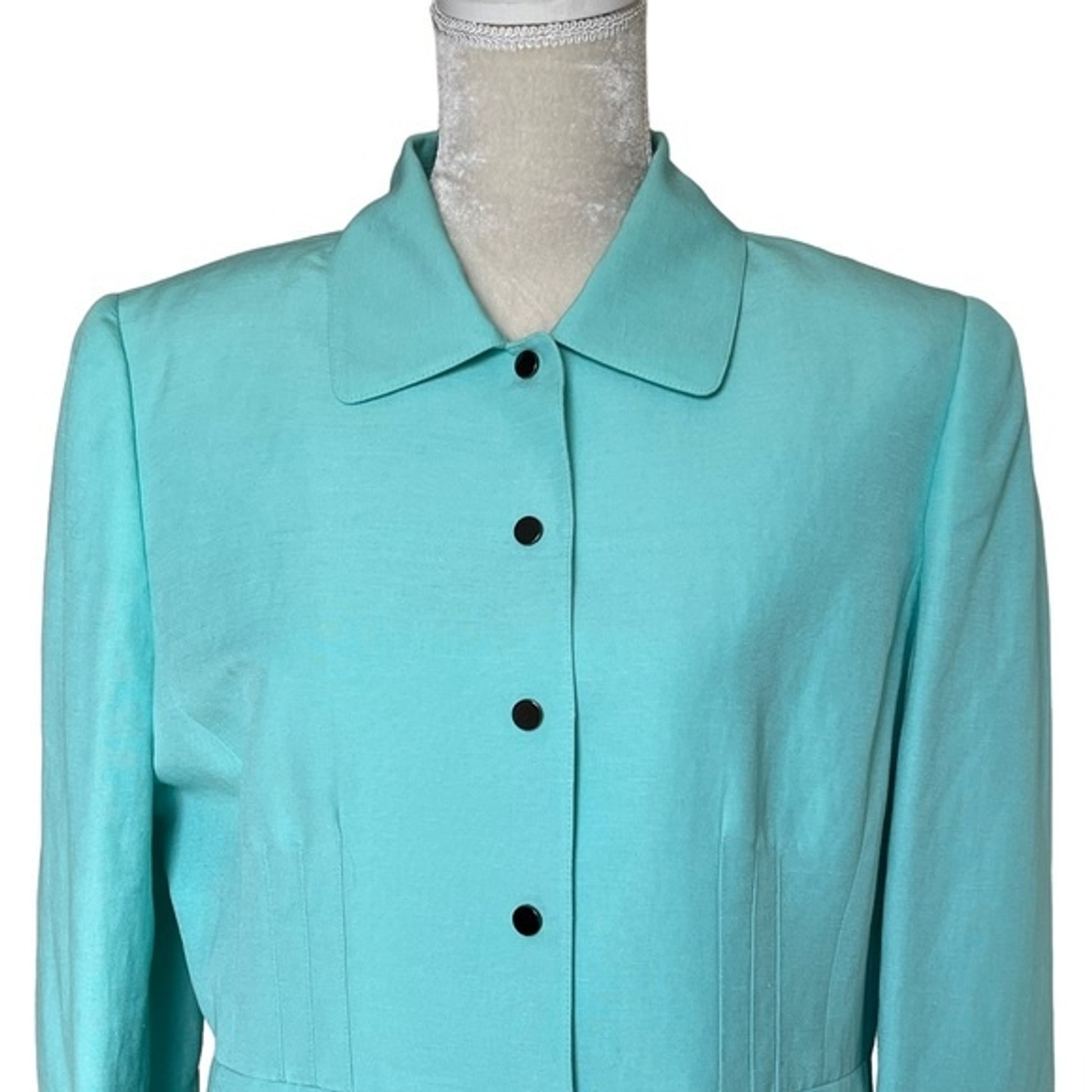 Tahari Women’s Linen Blend Snap Buttons Blazer Jacket Size 14P Mint Green