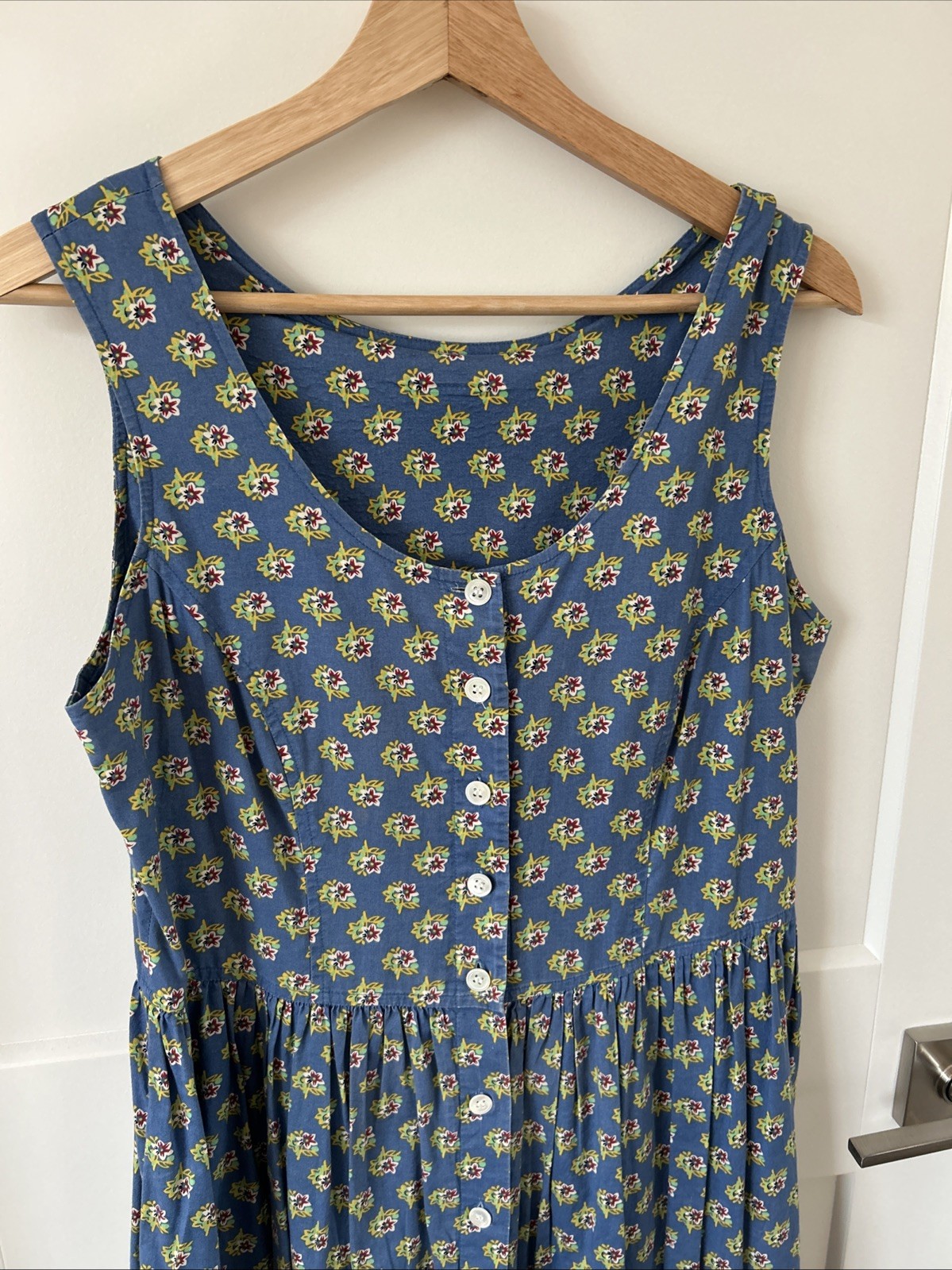 Laura Ashley Cottagecore Blue Floral Maxi Dress Vintage Sz 8 / M / UK 12