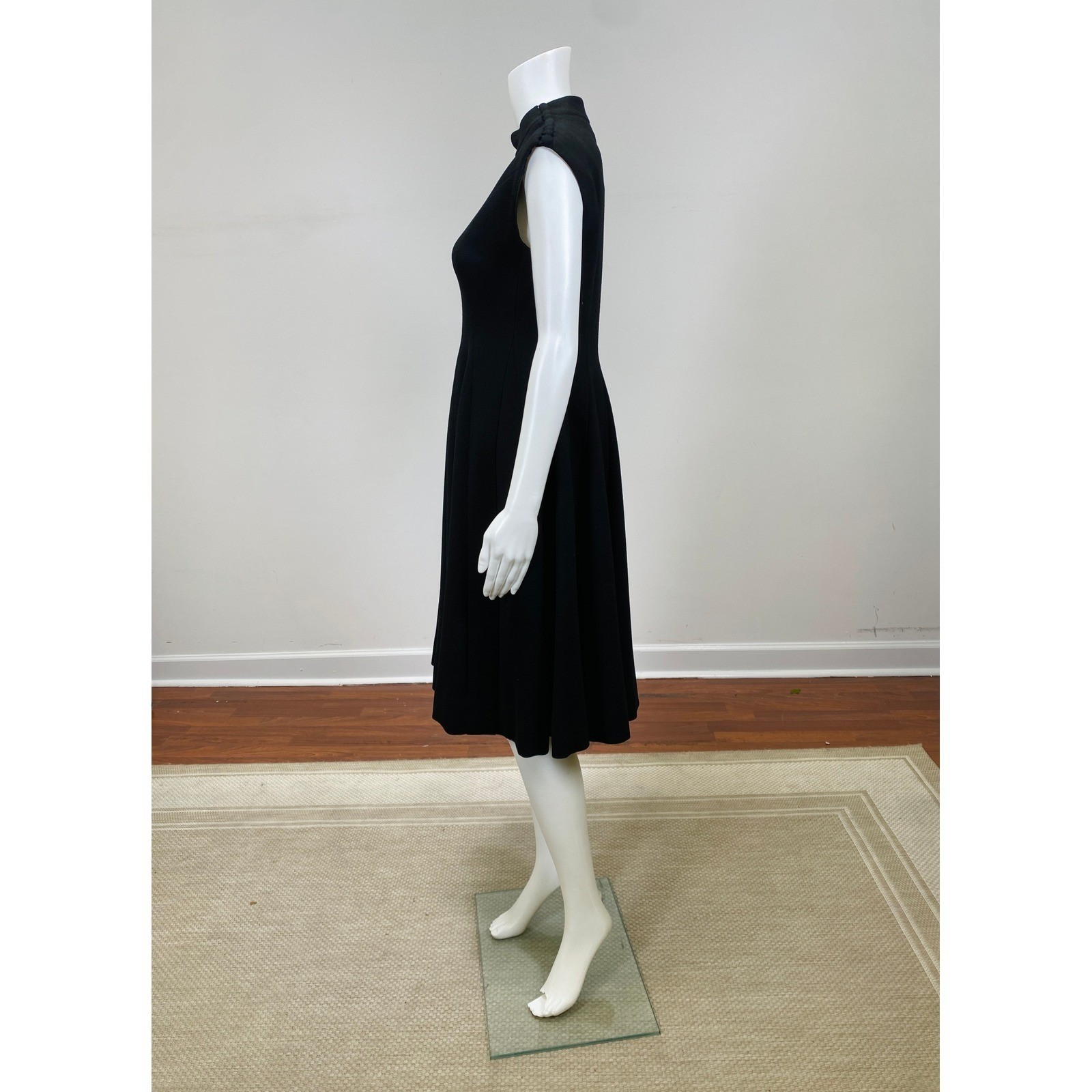 Vintage 1960s Norman Norell Dress Black A-Line Princess Seams Short Sleeve