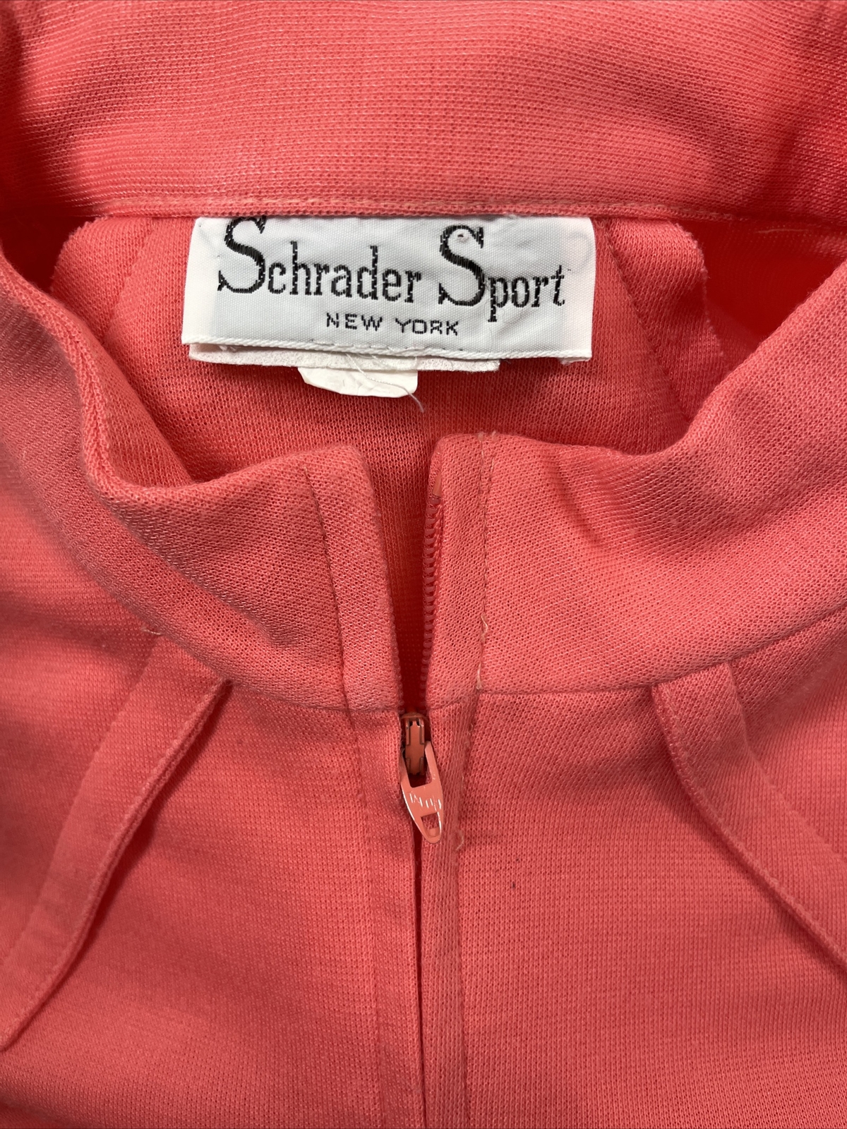 Vtg 60s Schrader Sport M/L 42″ Chest Coral Pink Orange Knit Dress