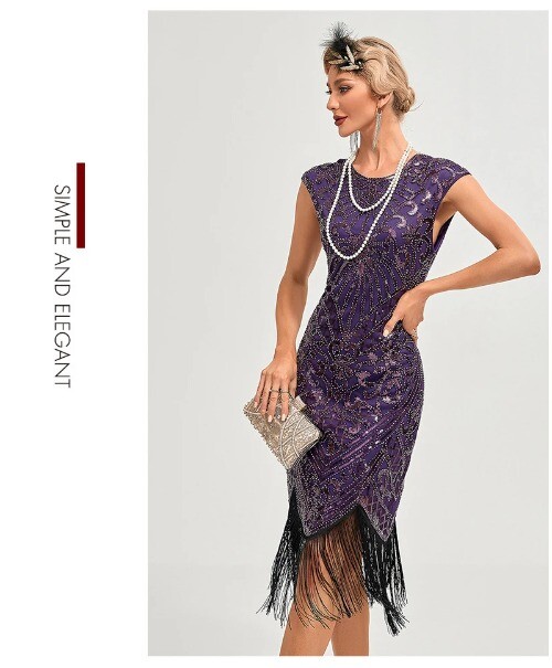 30S Flapper Dresses 1920s Vintage Dress Summer Fringe Beaded Great Gatsby Party