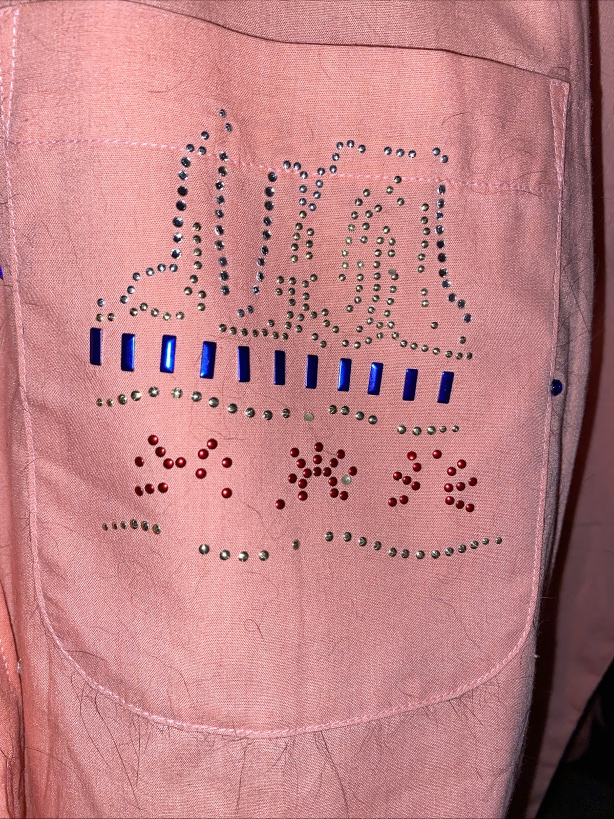INFINITY – Salmon Shirt XXL Southwest Theme Button Down Embellished NEW FS