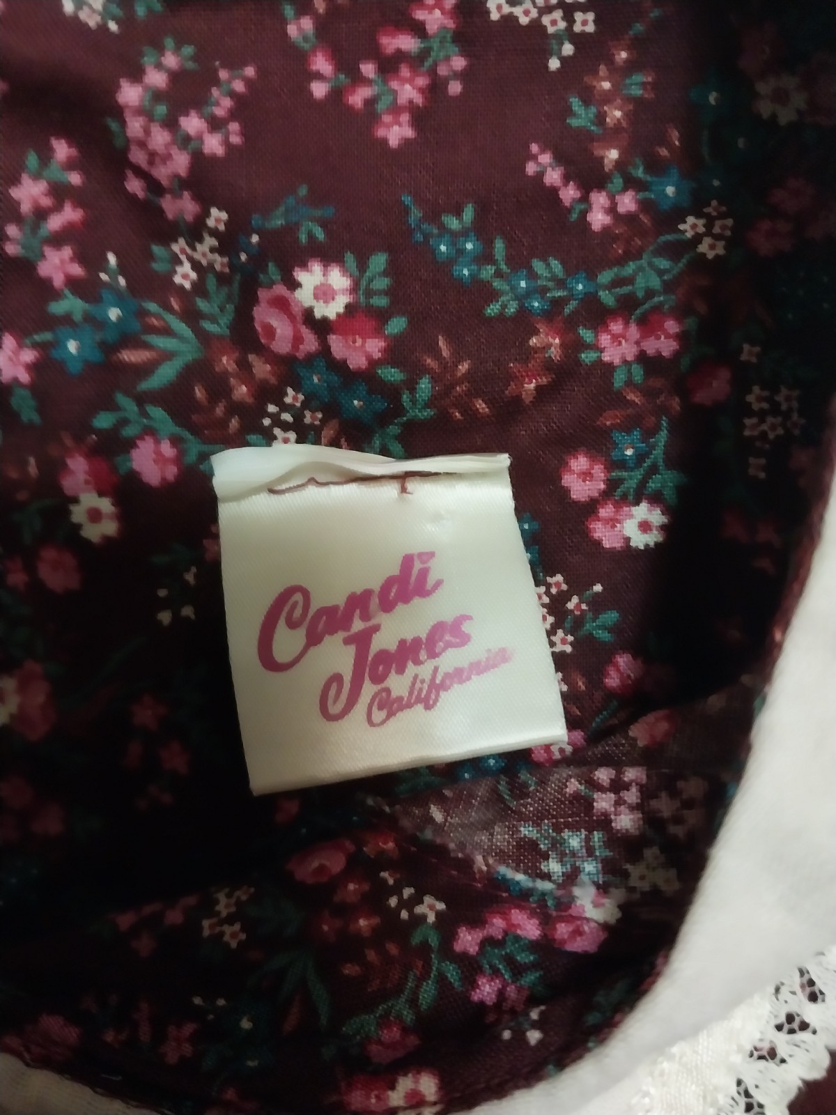 Vtg 70s Candi Jones California Prairie Cottage Core Dress Buttons Lace Small