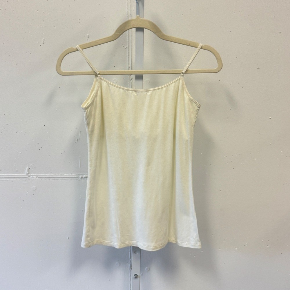 Vintage Fleur’t Lingerie Ivory Cream Camisole Shelf Bra Tank Top Stretch M/L