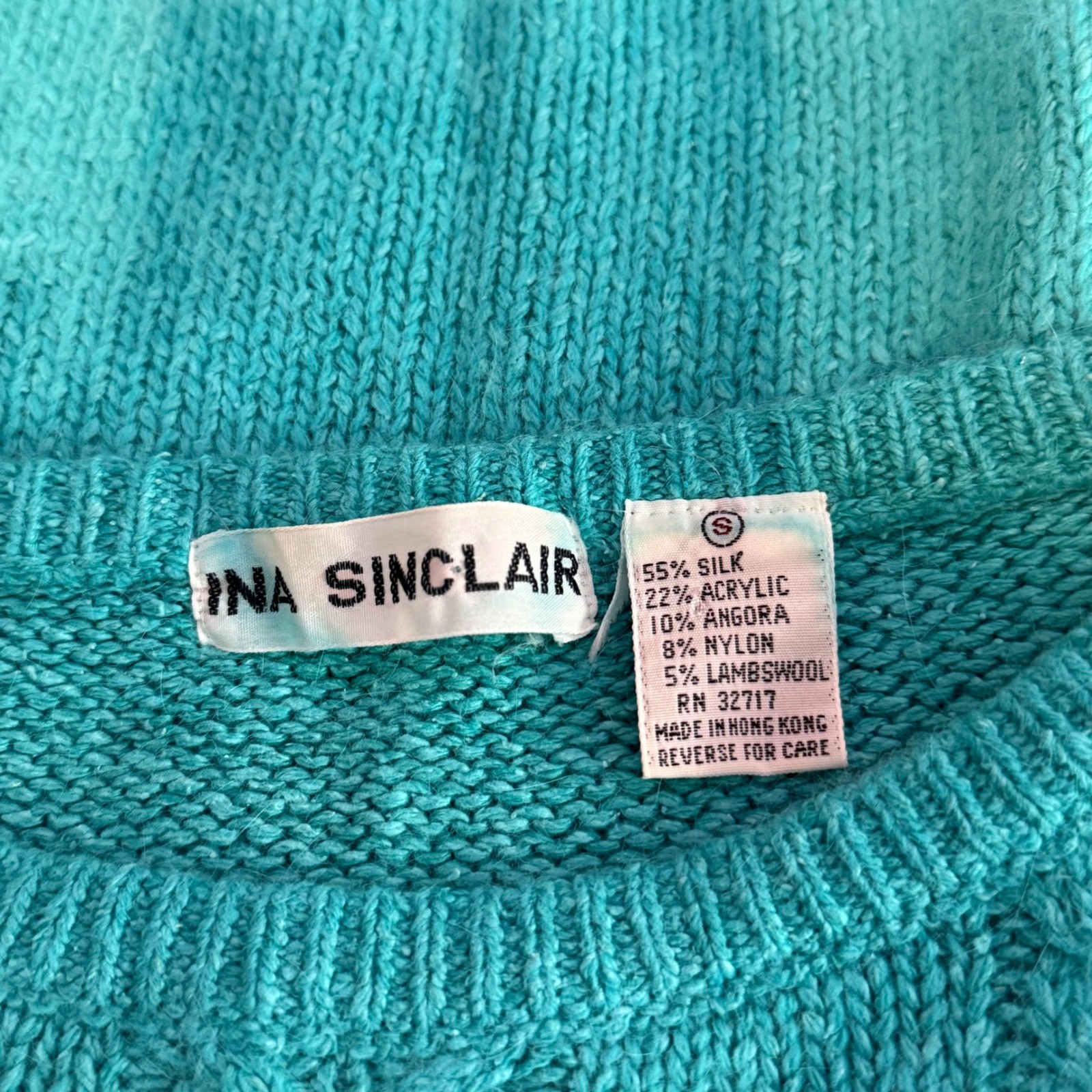 Vtg 80s Silk Angora Lambswool Sweater Puff Sleeve Fuzzy Knit Soft Size S Halo