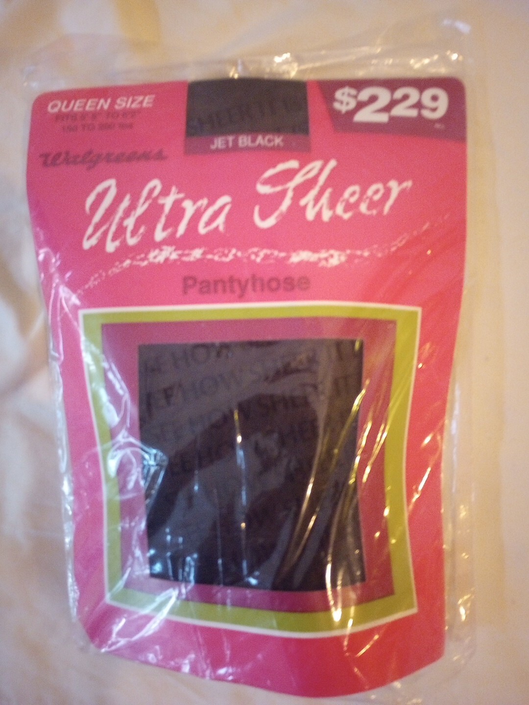 Walgreens Pantyhose Queen Size Jet Black Fits 5’5″ To 6’2″ Sheer Vintage