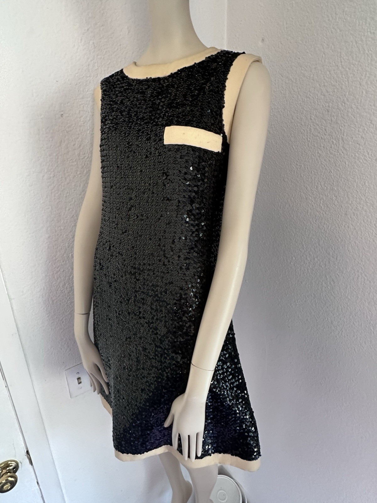 Vintage 1960s JEAN PATOU (KARL LAGERFELD?) SPARKLING SEQUINS WOOL SHIFT DRESS