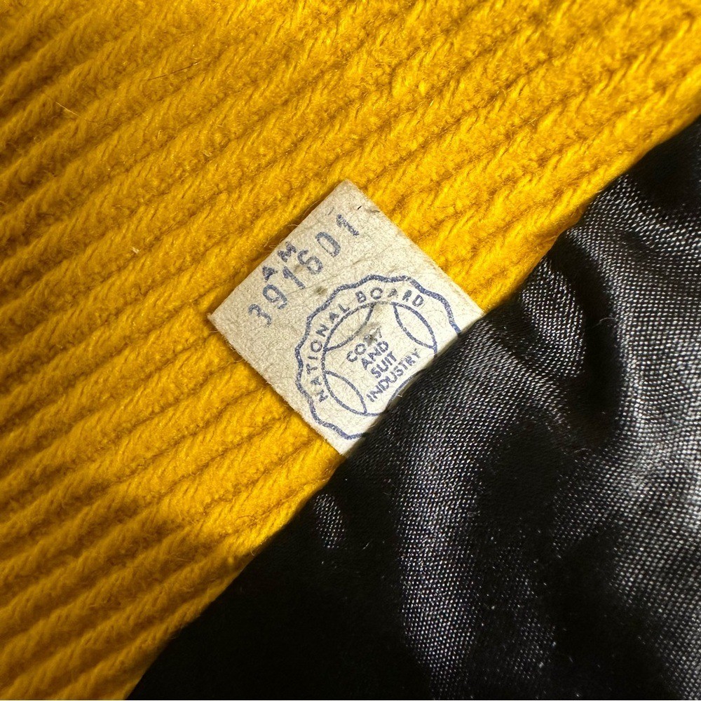 Vintage 60s Yellow Wool Coat Real Fur Collar Cuffs ILGWU Union Made Twee 1960s