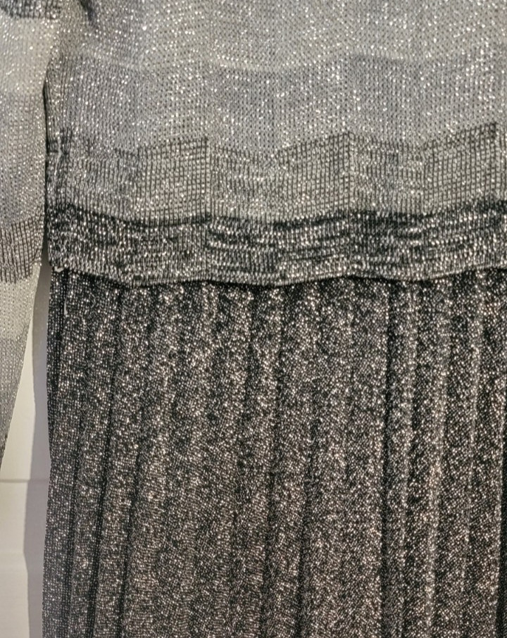 Darling Mod 60s Vintage Metallic Knit Dress Pleats Bleeker Street Jonathan Logan