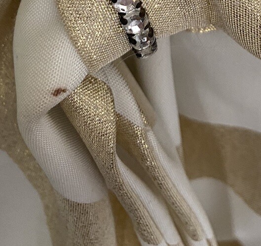 Vintage Niki Originals Halter Dress Prom White & Gold Metallic Union Label SZ 14
