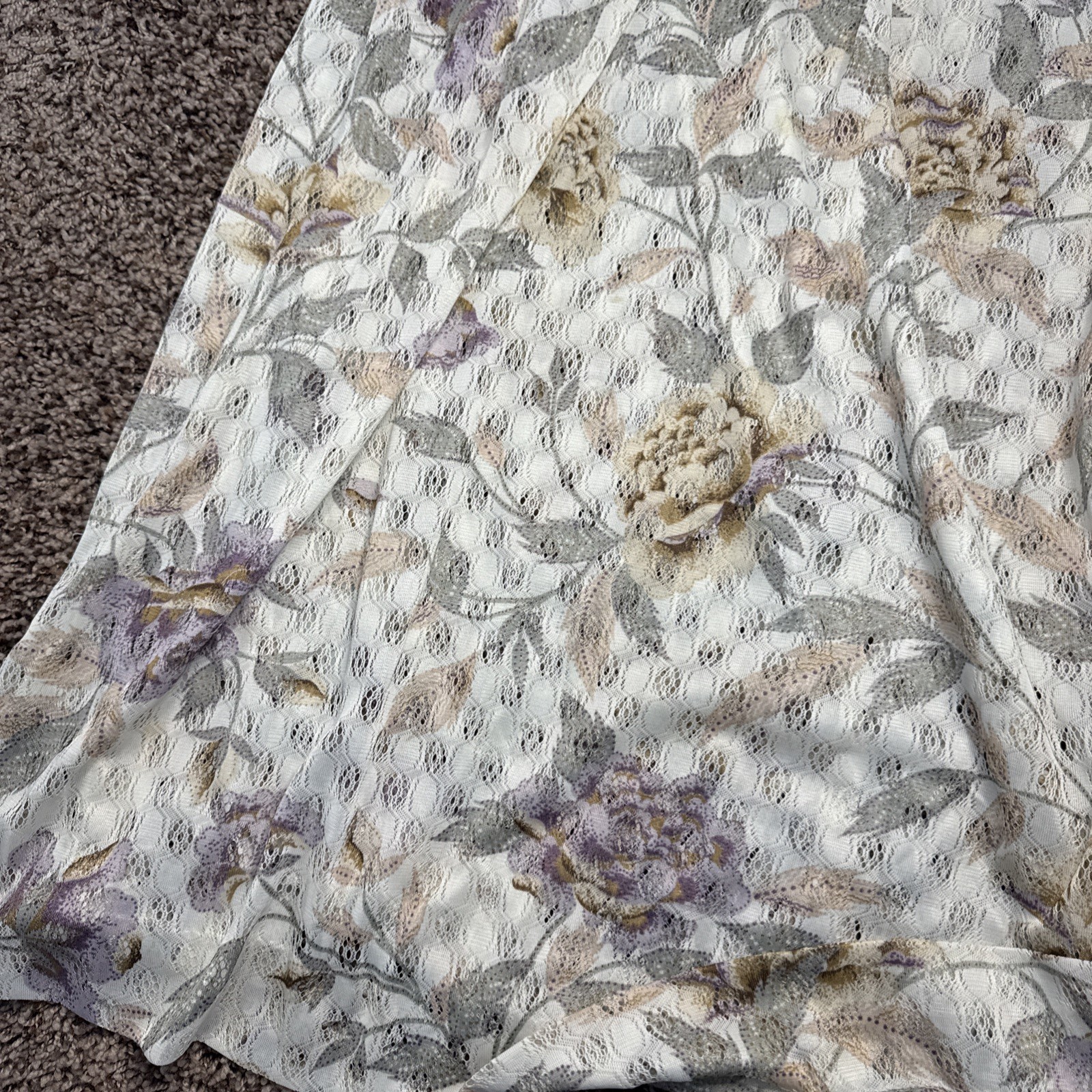 Vintage 70s Jerrie Lurie Floral Maxi Dress Cream Pink Boho Cottage Core Garden