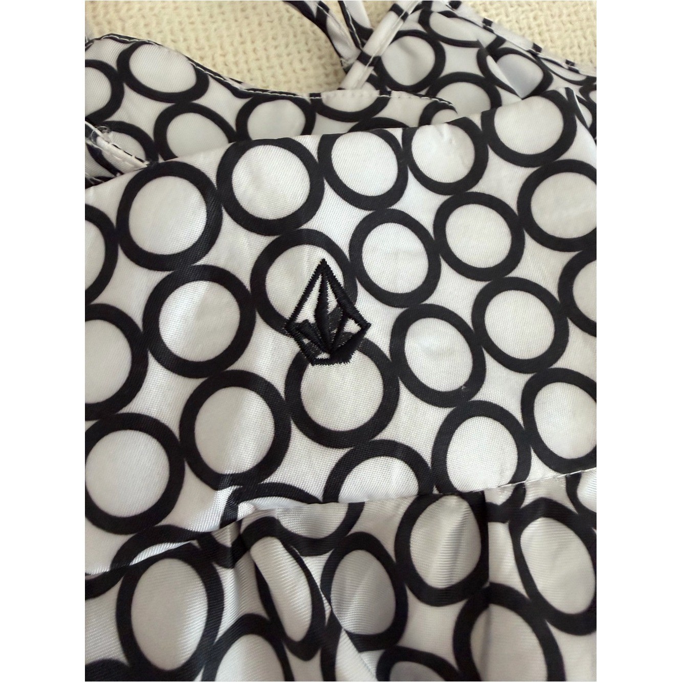 Vintage Volcom Y2K Polka Dot Spaghetti-Strap Skater Mini Dress – Black & White