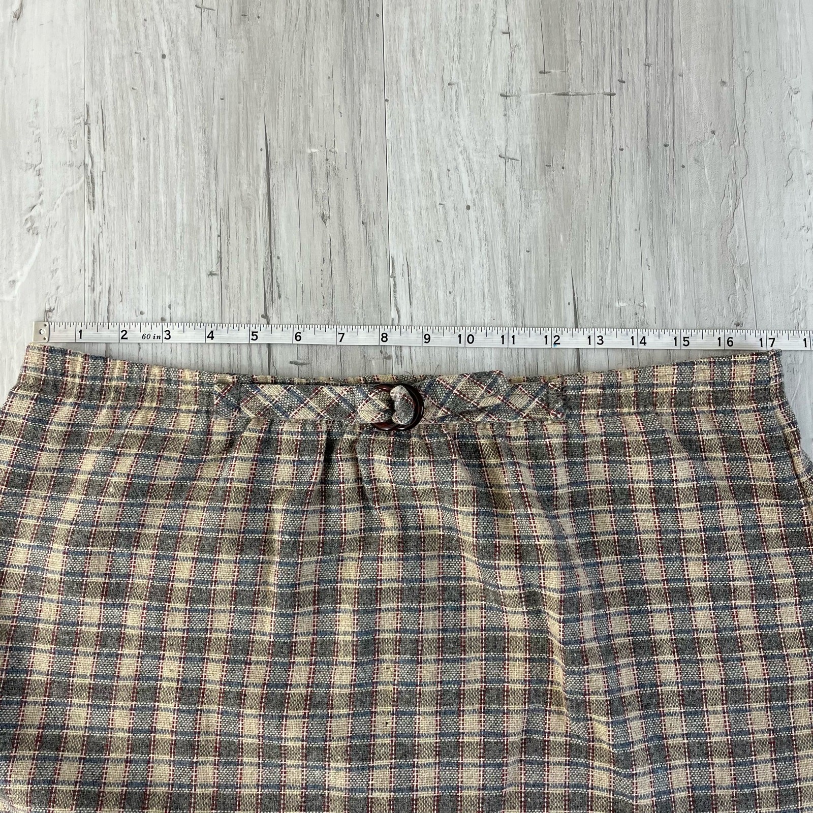 Vintage Hunter Sportswear Plaid A-Line High Waist Knee Length Preppy Skirt