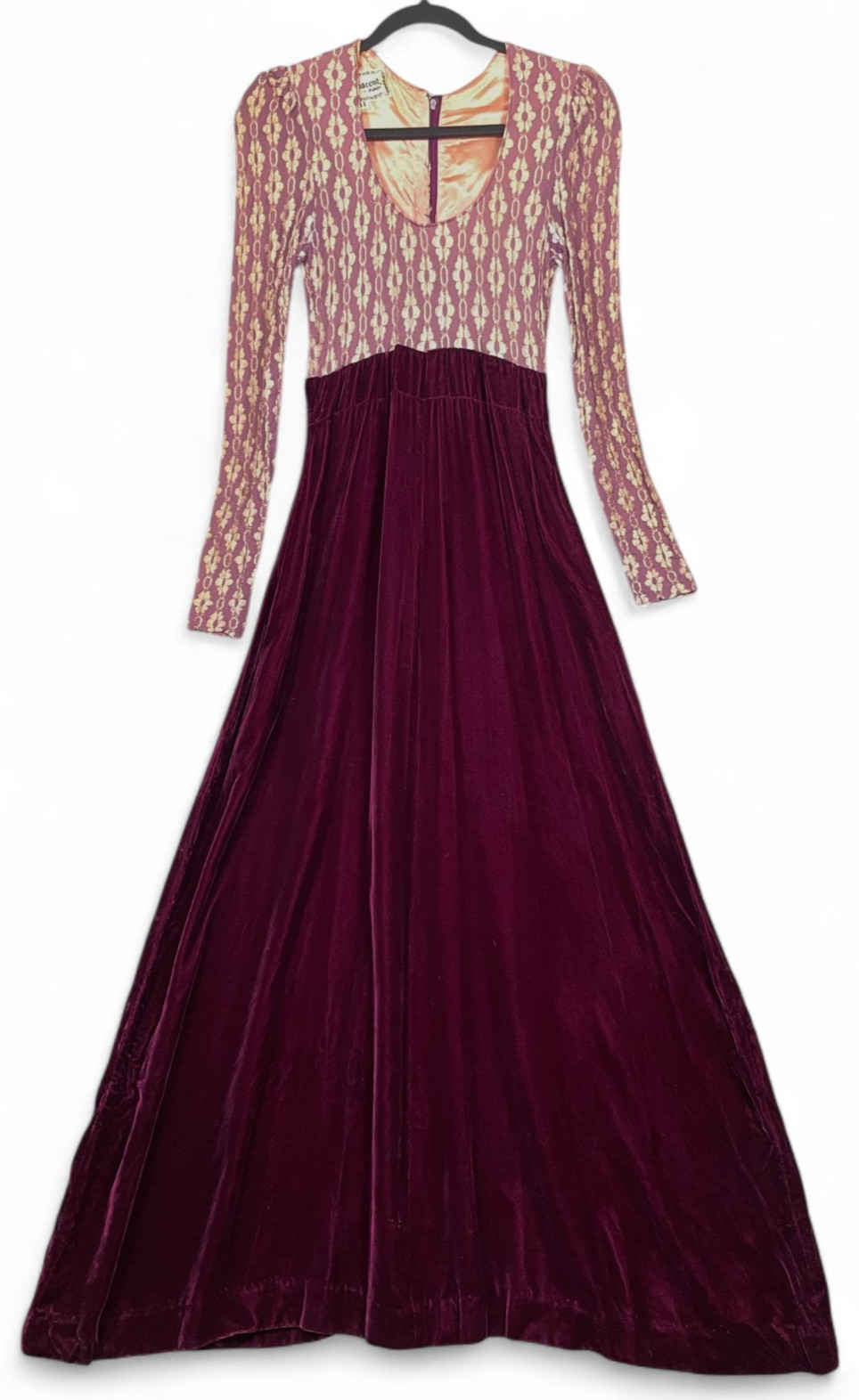 Vintage 1970s Young Innocent By Arpeja Maxi Dress Womens 11 XS Red Velvet Gunne