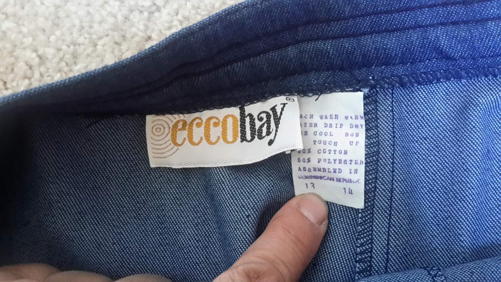 Vintage Ecco Bay Womens Size 13-14 1970s Blue Denim Jeans NWT