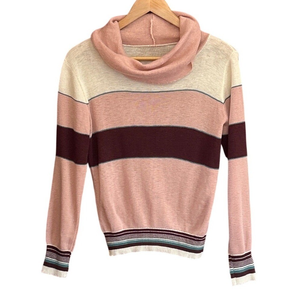 Vintage Bobbie Brook Cowl Neck Striped Sweater Soft Girl Retro Aesthetic Chic