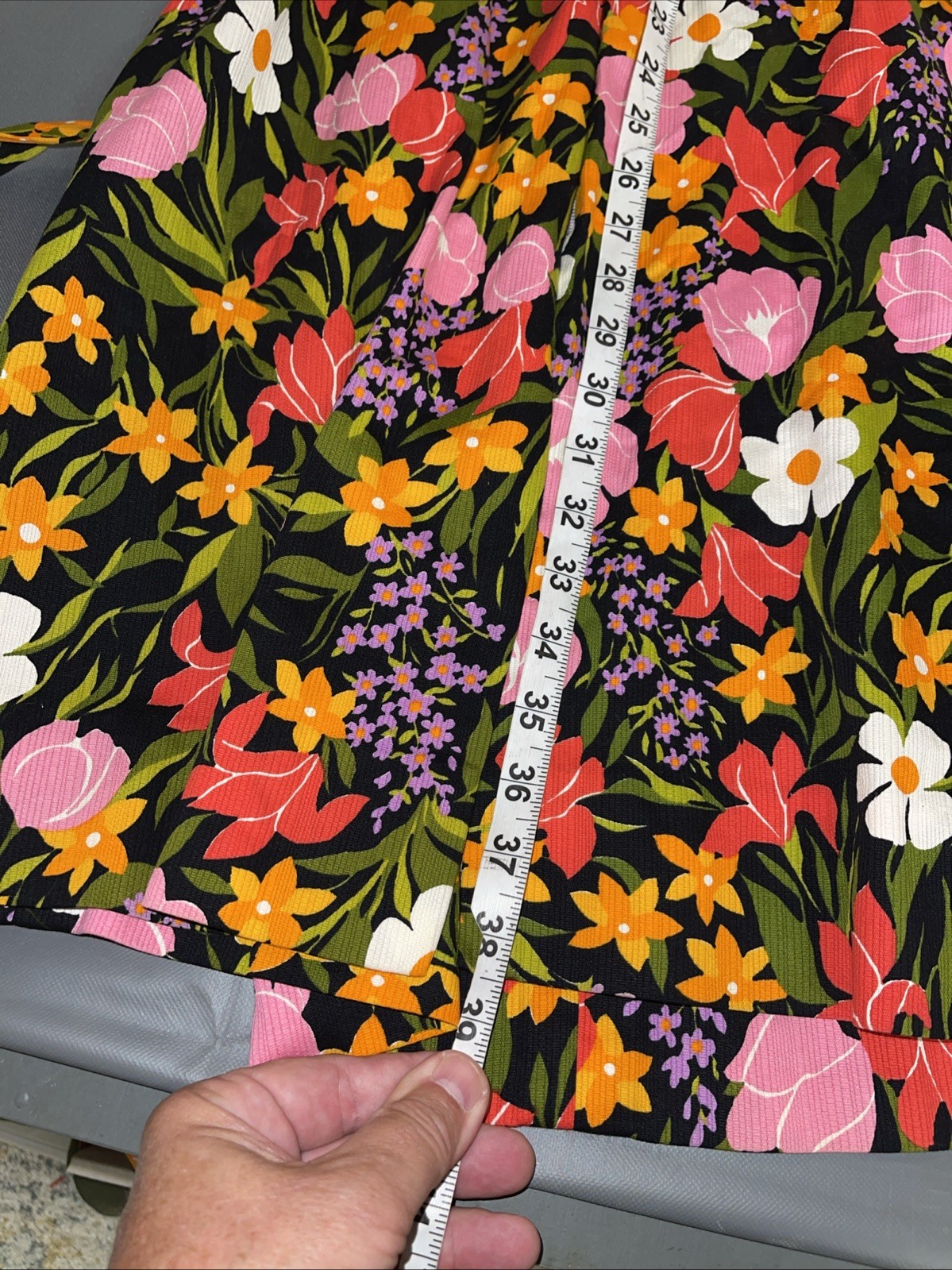 Vintage 1960s 70s McMullen Sportswear Floral Maxi Skirt With Belt 22” Waist