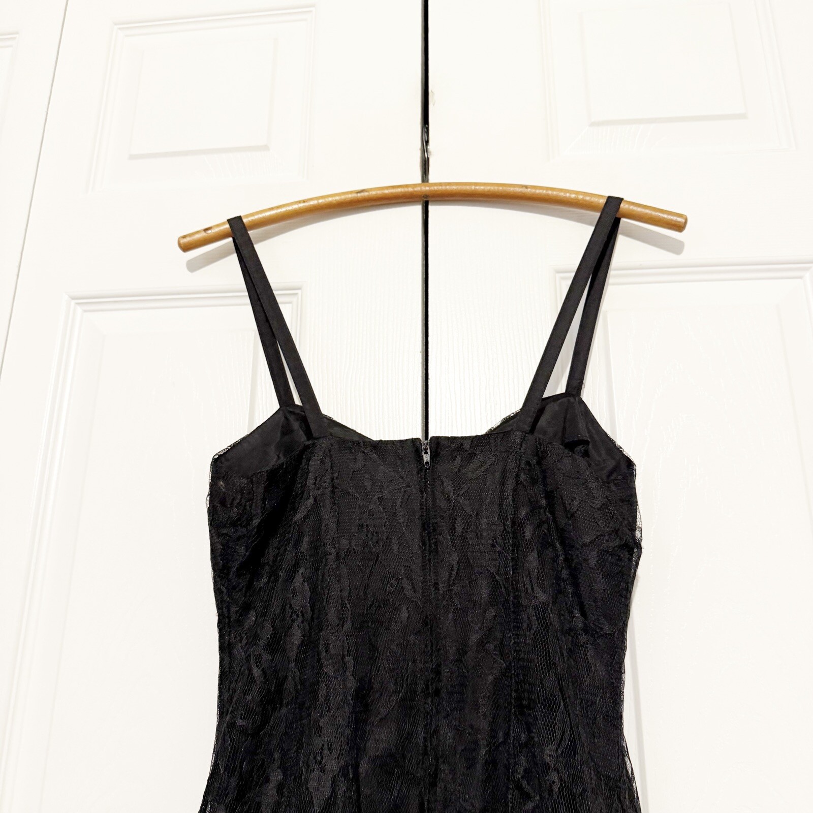 Vintage 80s Mayvens of CA Black Lace Mini Dress Size 3 Cocktail Goth Fit & Flare
