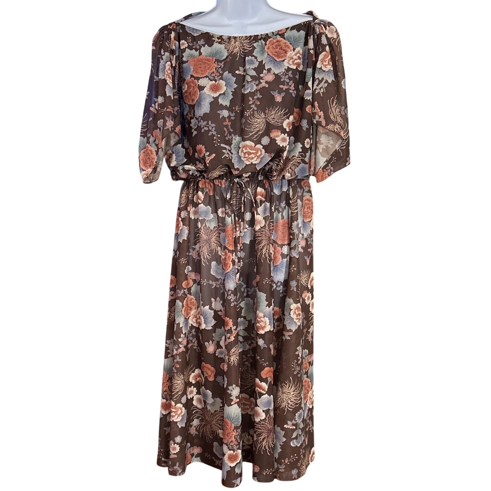 Vintage Jerell of Texas Floral Midi Dress Cottagecore Boho