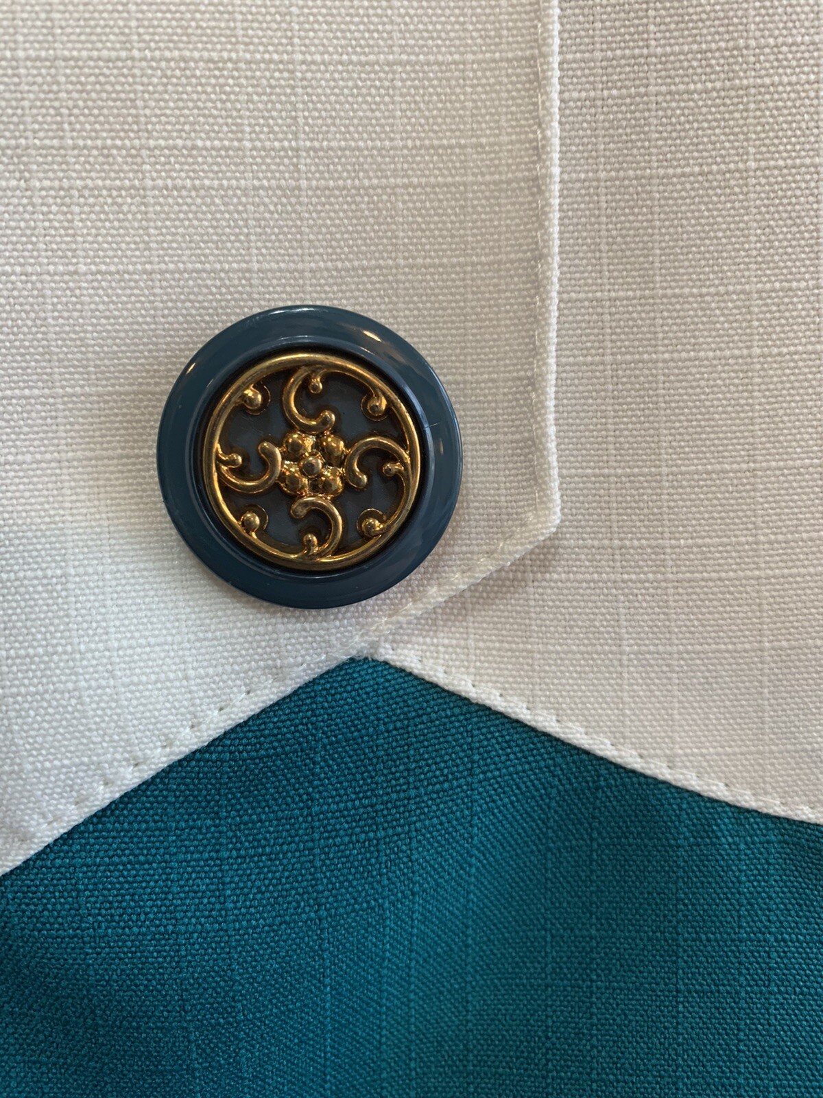 Vtg 80s Does 60s Secretary Dress Teal White Sz 16 Retro Flight Attendant Costume