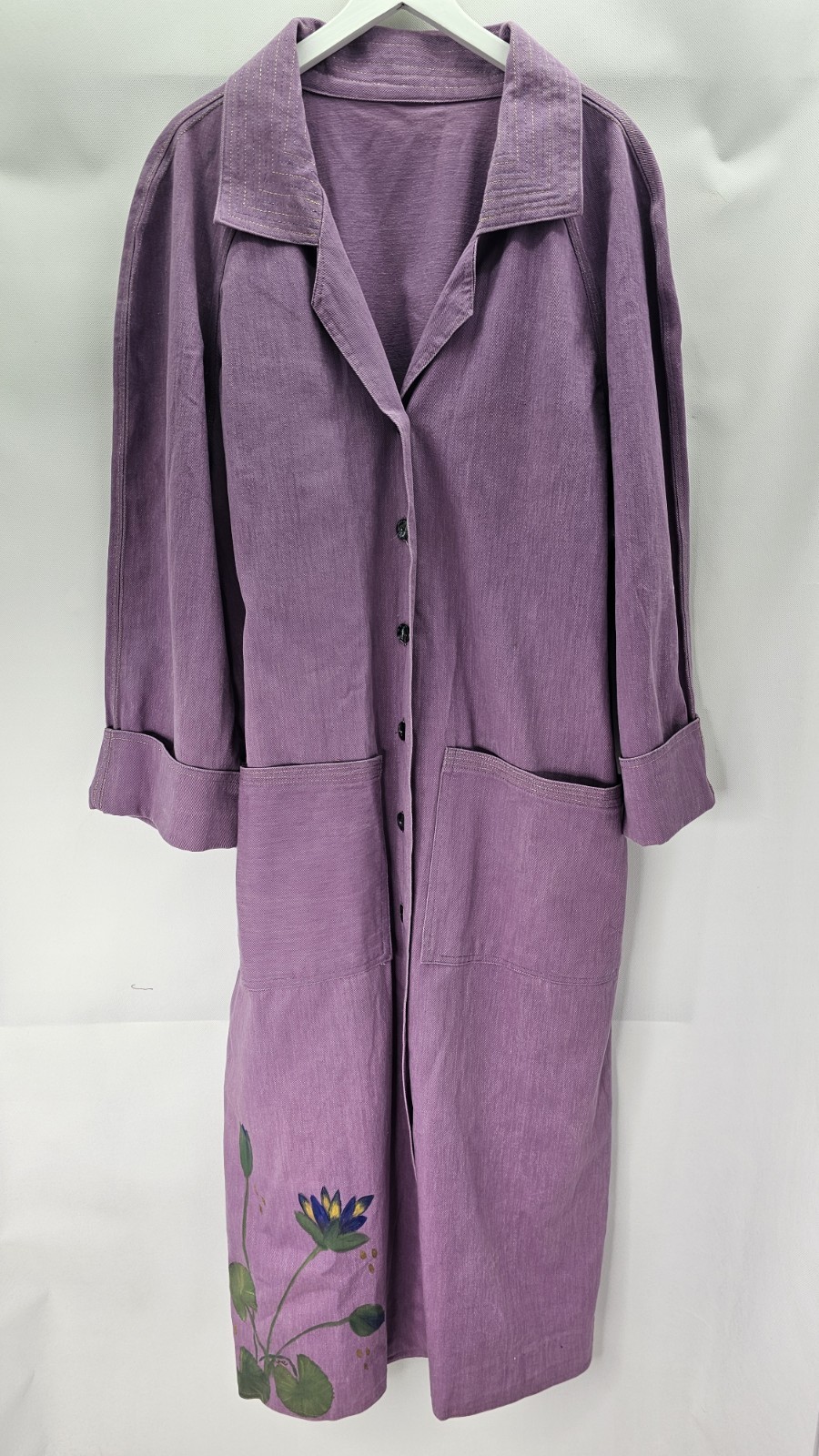 Pre- Owned Vintage Unbranded Women Chest Size 54 Inches Lilac Painted Denim Coat