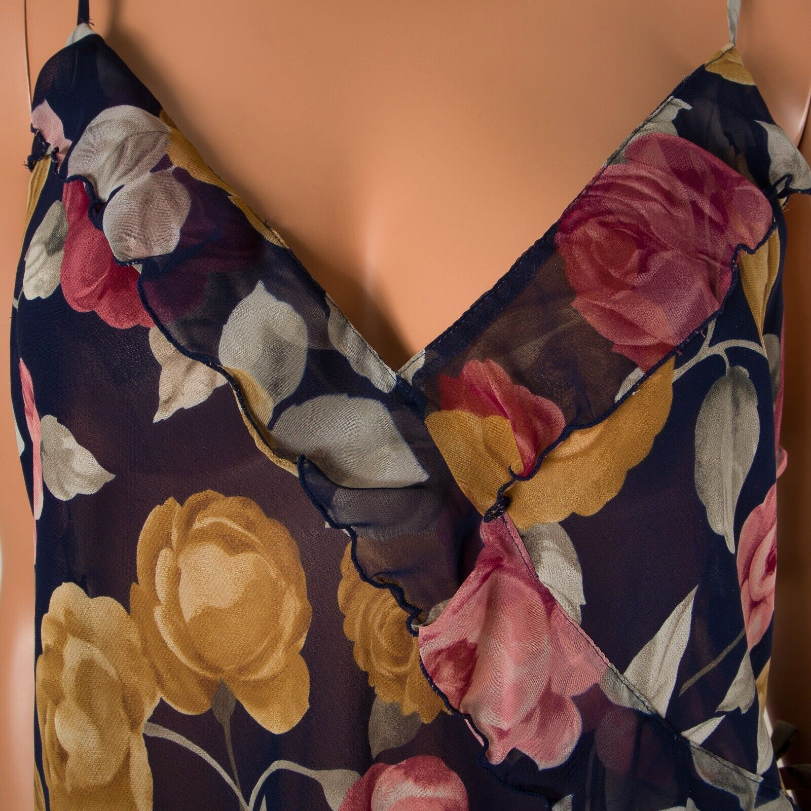 💖 Vintage VICTORIA’S SECRET Chiffon Semi Sheer Chemise Floral Slip Dress L
