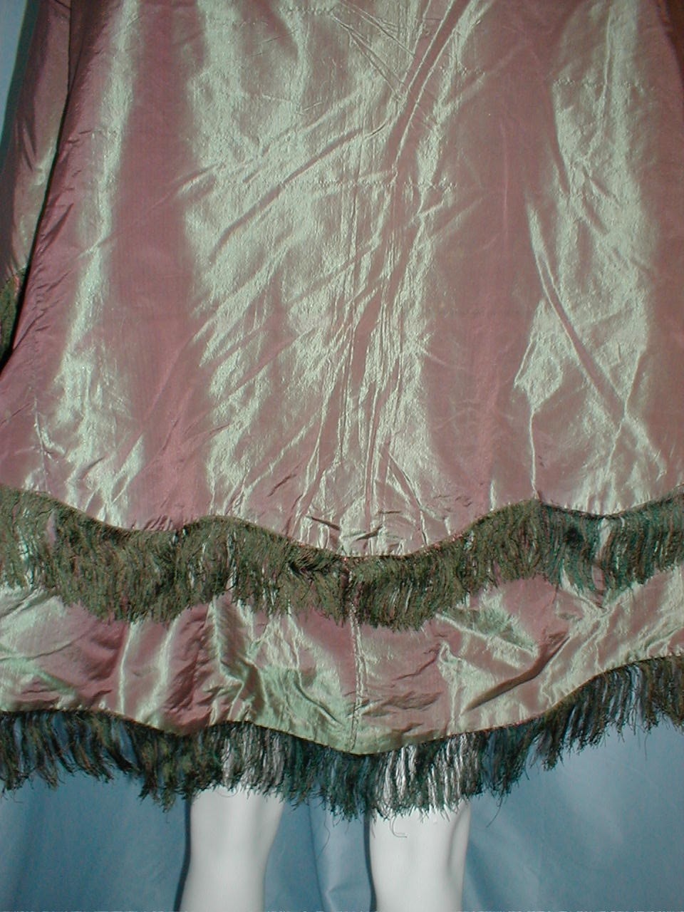 Opulent Antique Dress Cape Victorian 1860 Changeable Gold Silk w/ Pink Lining