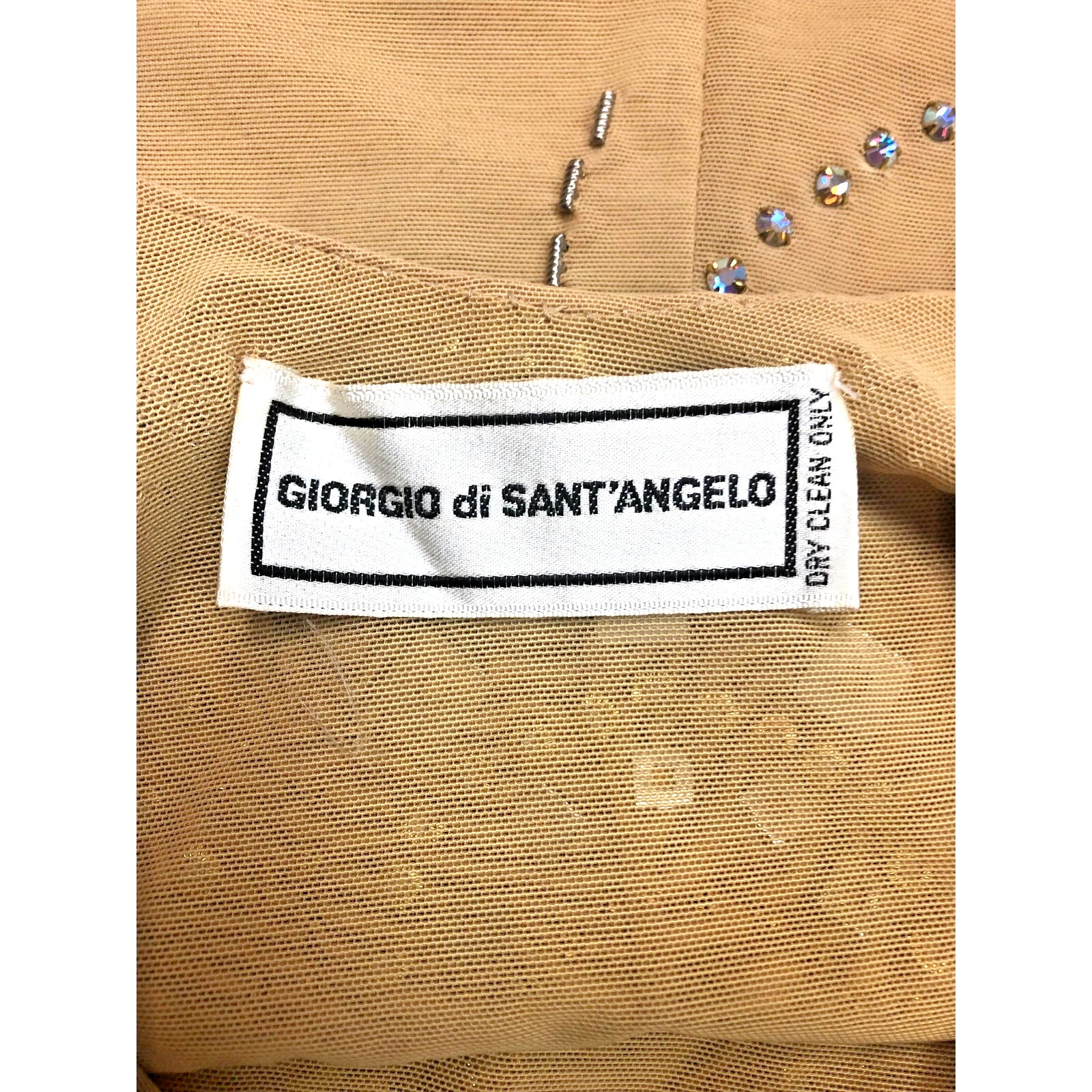 Vintage 1970s Two Piece Giorgio D’Sant Angelo Jeweled Bodice and Nude Wrap Skirt