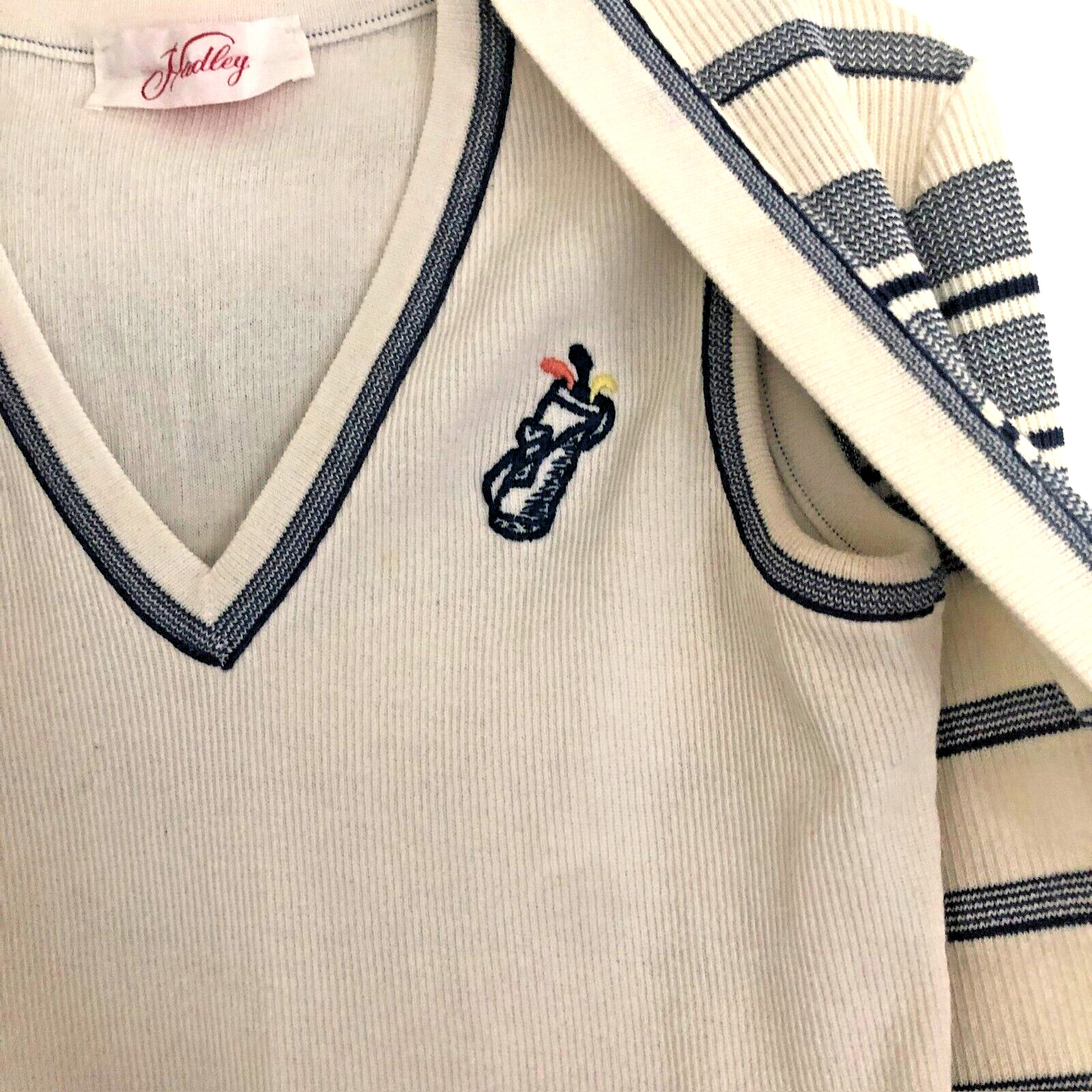 VTG Hadley Sweater Set 2pc Golf Breton Cardigan Sz 10 Country Club Quiet Luxury