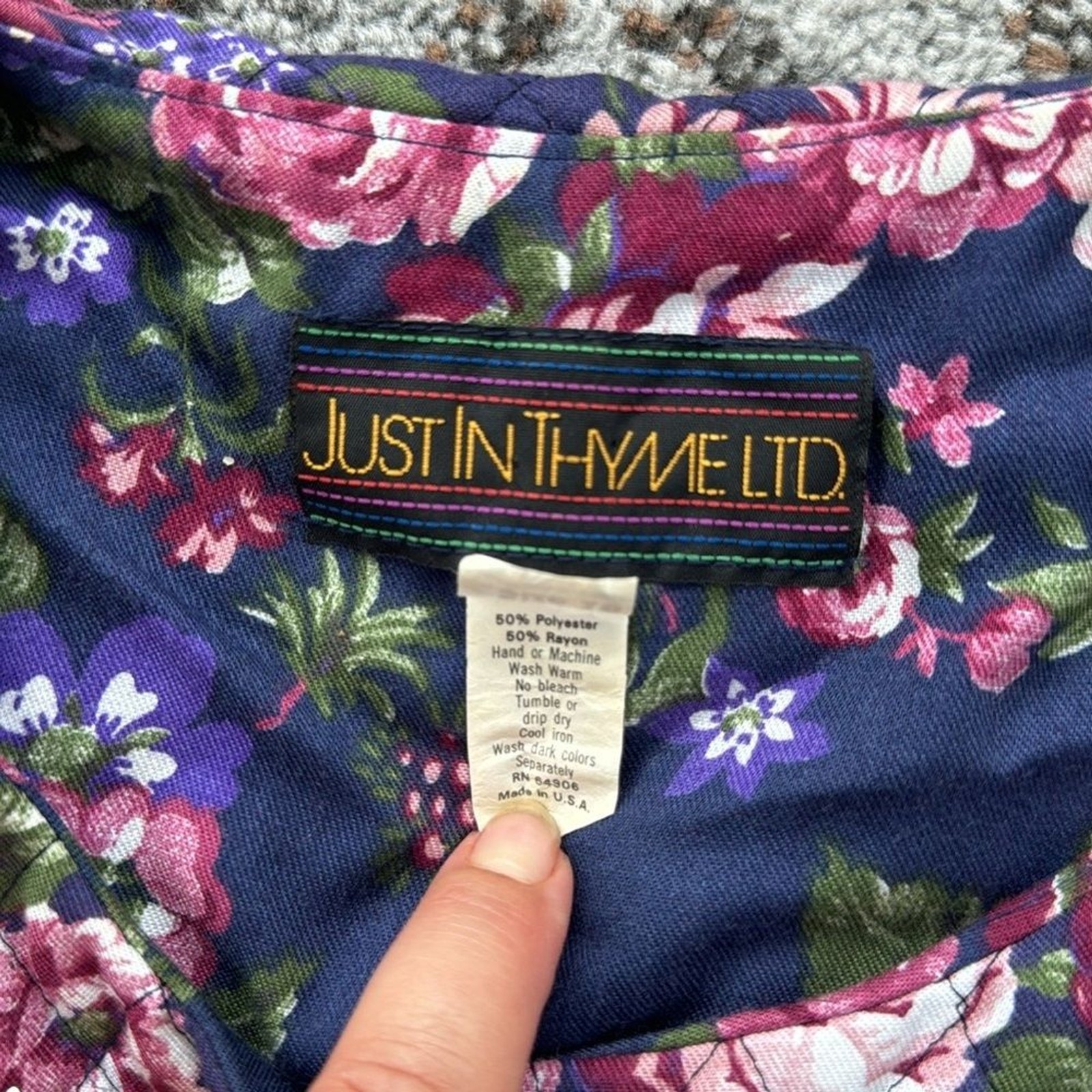 Vintage Just In Thyme LTD Cropped Quilted Button Down Top Purple 16
