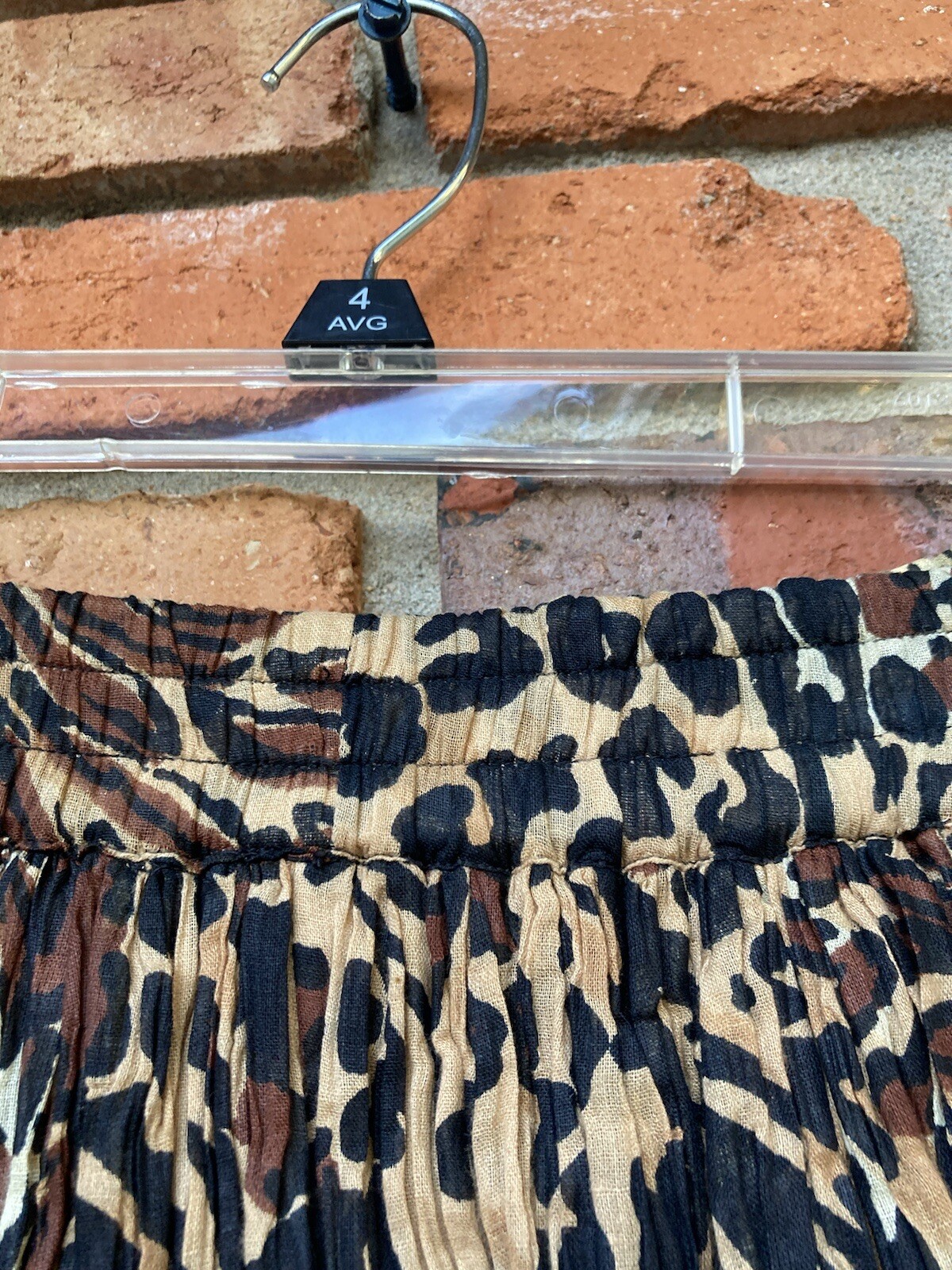 Vintage Zashi INDIA Boho MAXI SKIRT CRINKLED COTTON Animal Print Reversible L