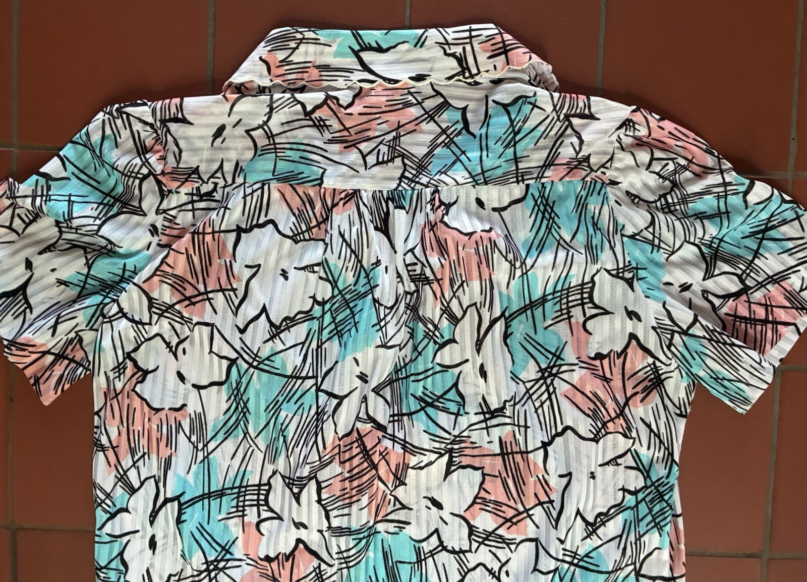 Vintage 80s Graff California Wear Abstract Floral Blouse Grandma Core M USA Made