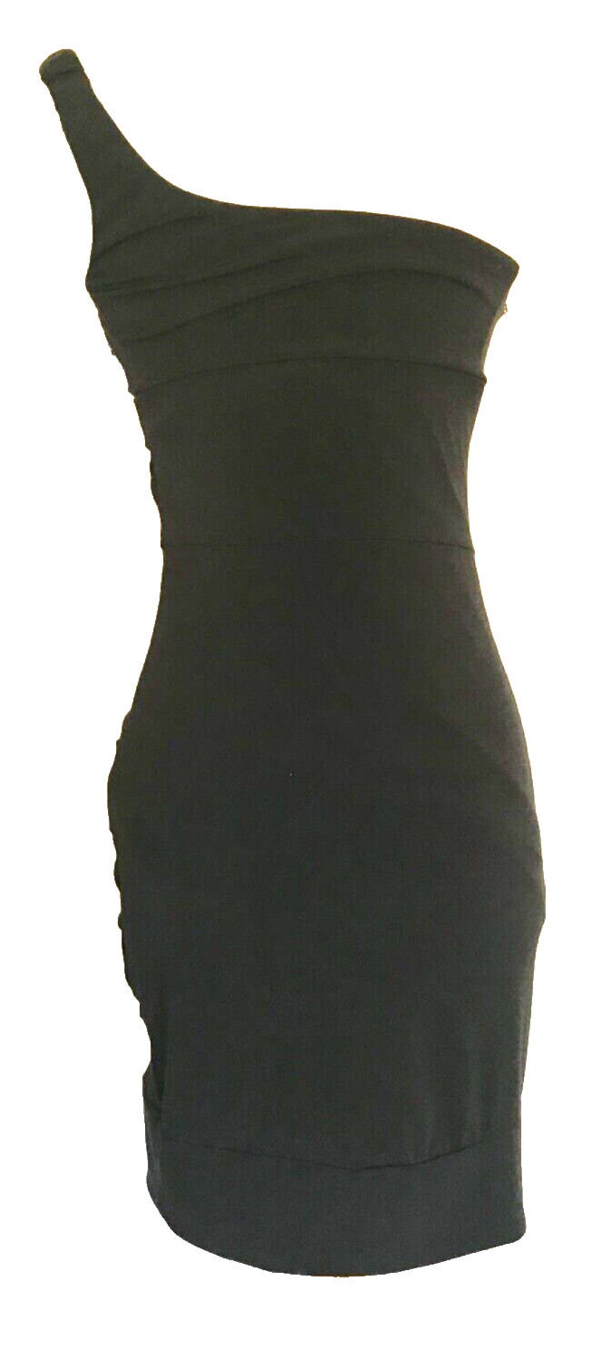 Y2K One Shoulder Stretch Sparkle Cocktail Dress Mini Short Ruby Rox S 90s Bodyco