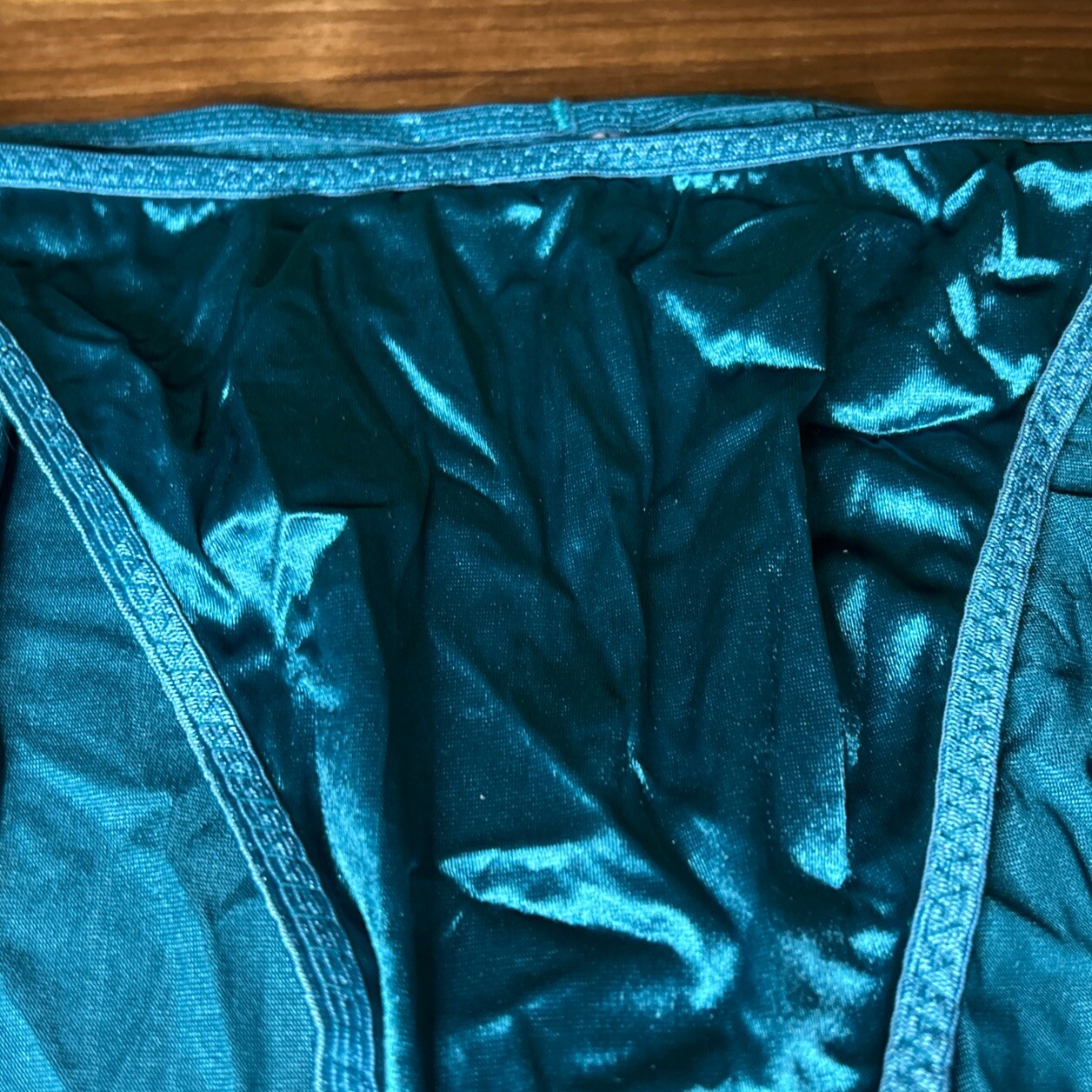 Vtg Morgan Taylor Second Skin Panties Double String 7/L High Cut Satin Nylon Y2K