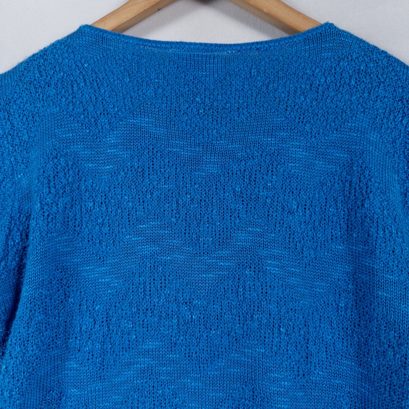 Vtg Barry & Me Sweater Womens One Size Blue Short Sleeve Textured Cottagecore