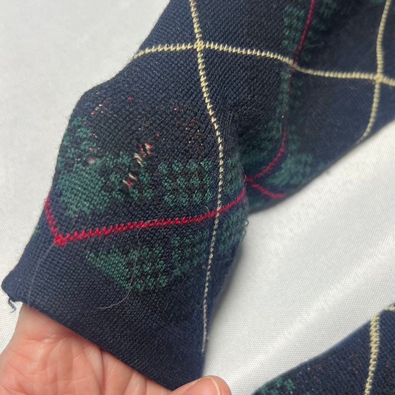 Vintage Talbots Made In Italy 100% Merino Wool Full Zip Plaid Sweater CA 23147