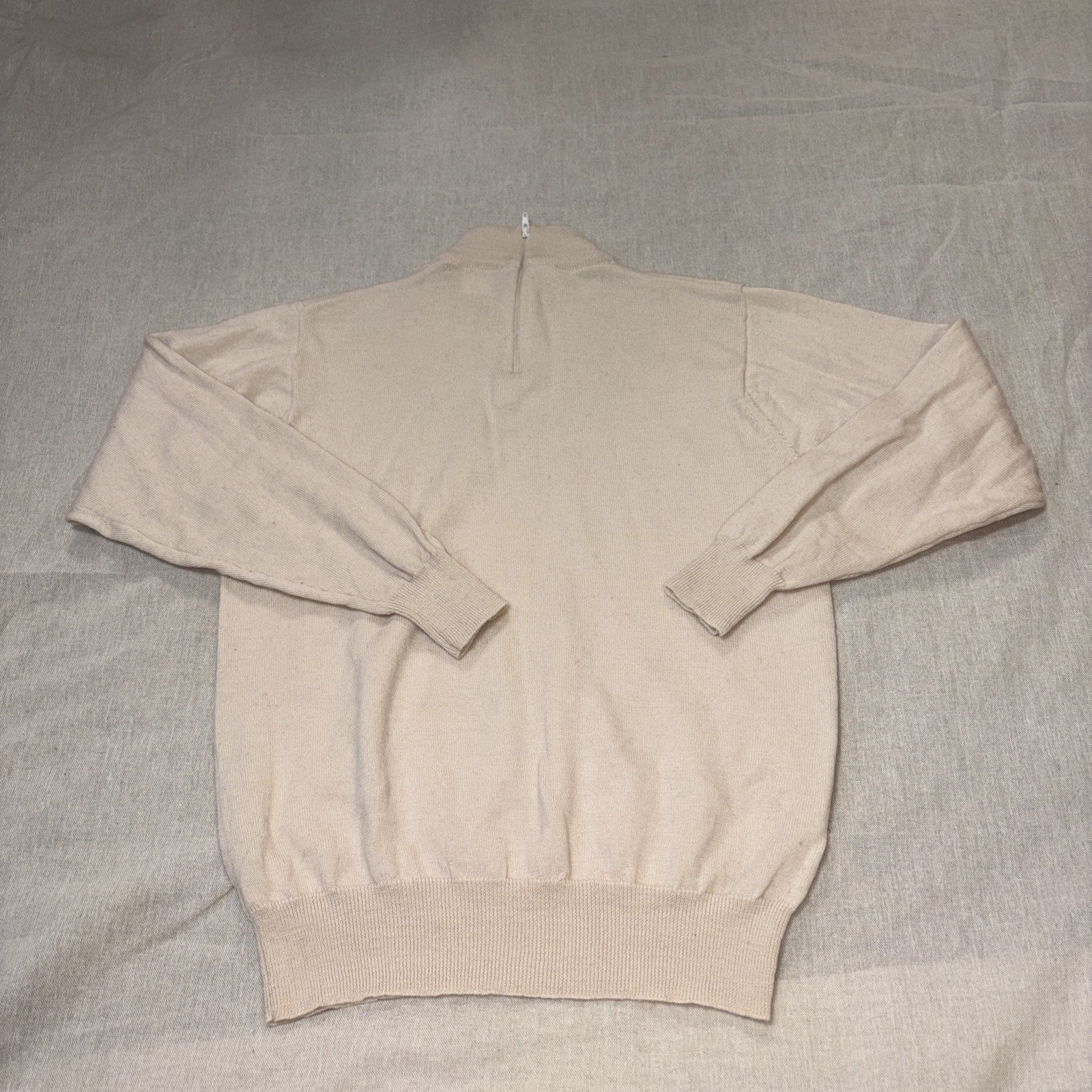 VTG Bleyle 100% Merino Wool Women’s 1/4 Back Zip Cream Long Sleeve Sweater Sz S