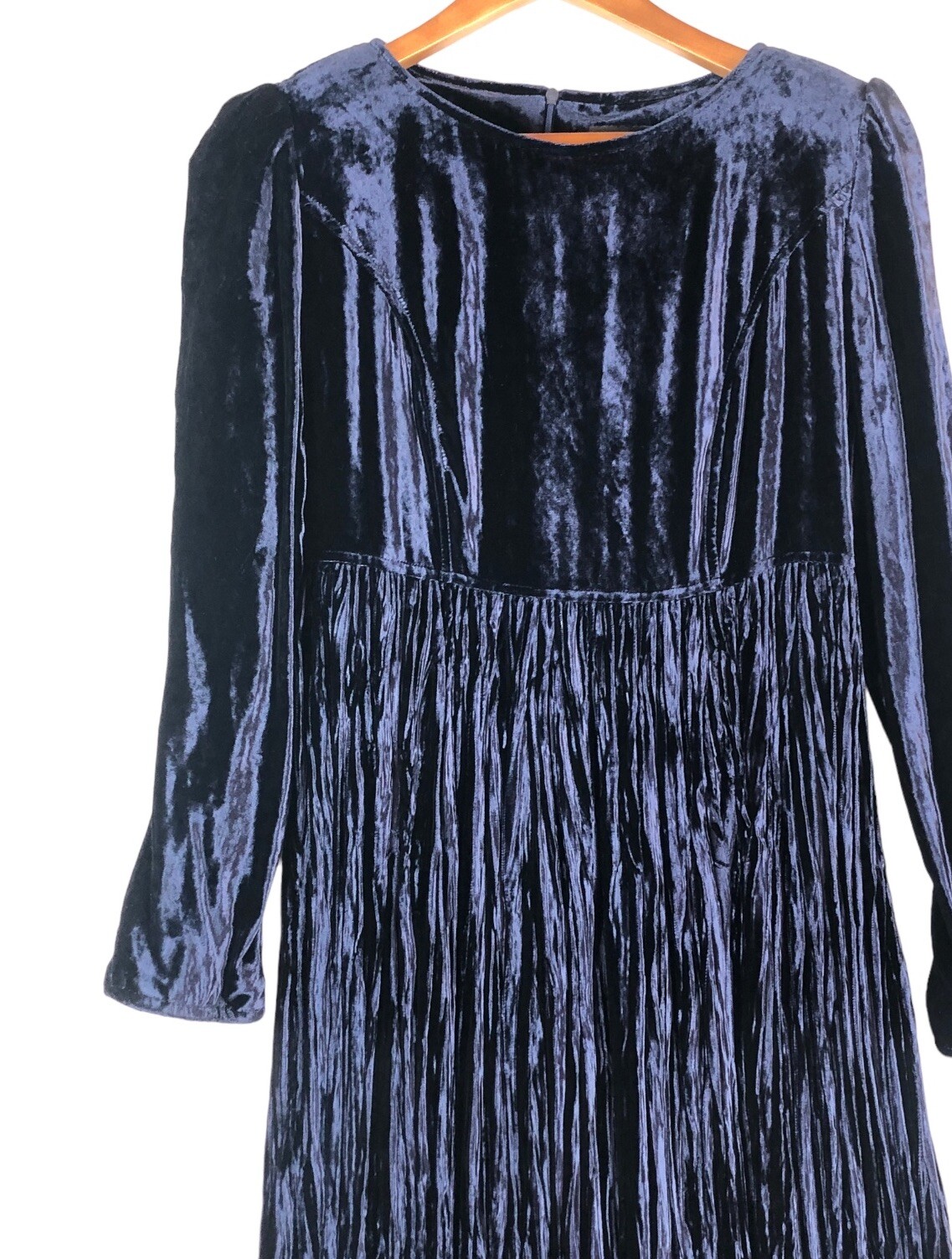 Size 8 Sharon Young Women’s Maxi Dress Navy Blue Crushed Velvet 90s