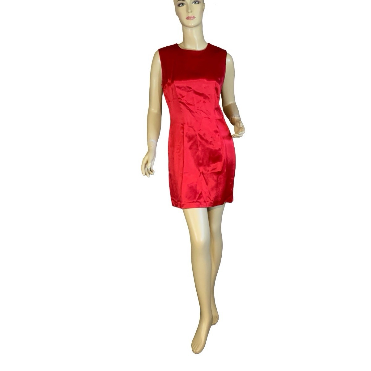 VINTAGE CIRCA 1990’S R-WEAR RAMPAGE CLOTHING CO RED SATIN MINI DRESS SZ 7/S