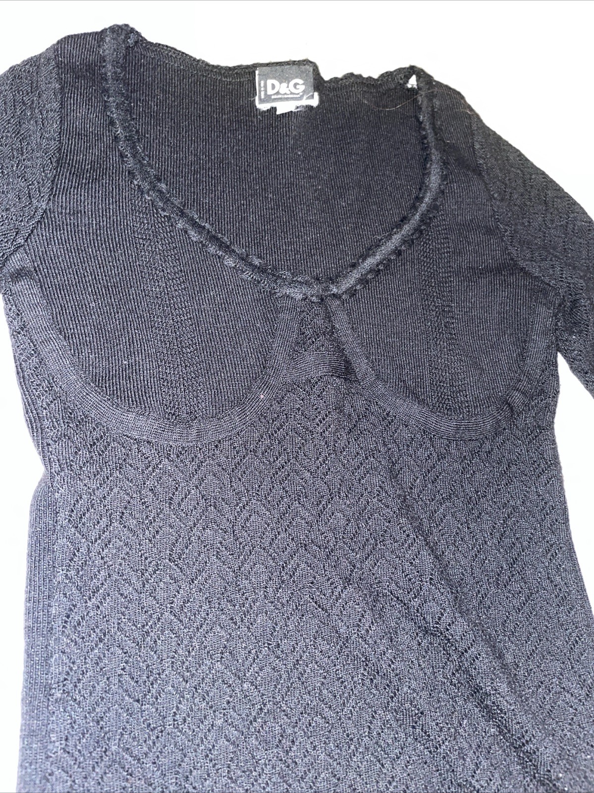 VTG 80s 90s Dolce & Gabbana Women’s SZ S Blouse Knit Ribbed Longsleeve T-Shirt