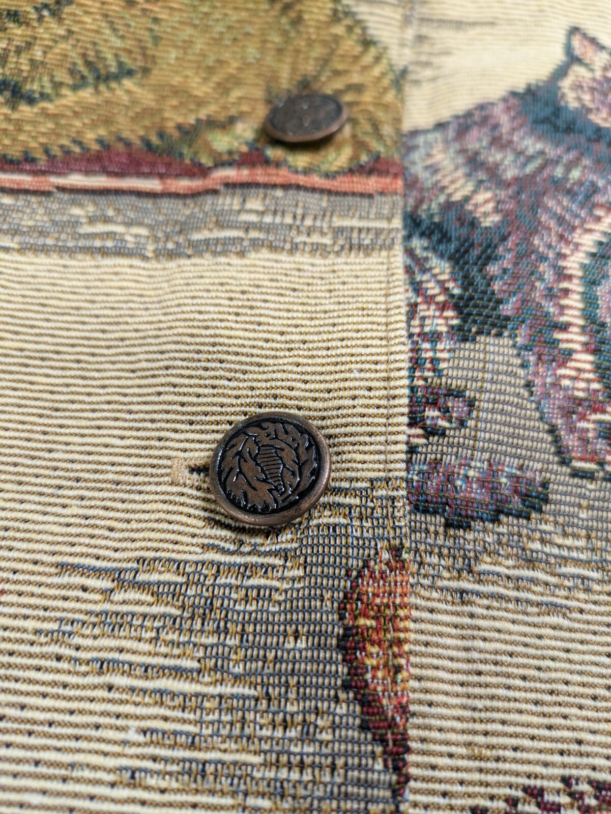 Vintage Nadia Embroidered KITTY CATS Tapestry Women’s LG Grandmacore Vest NEW