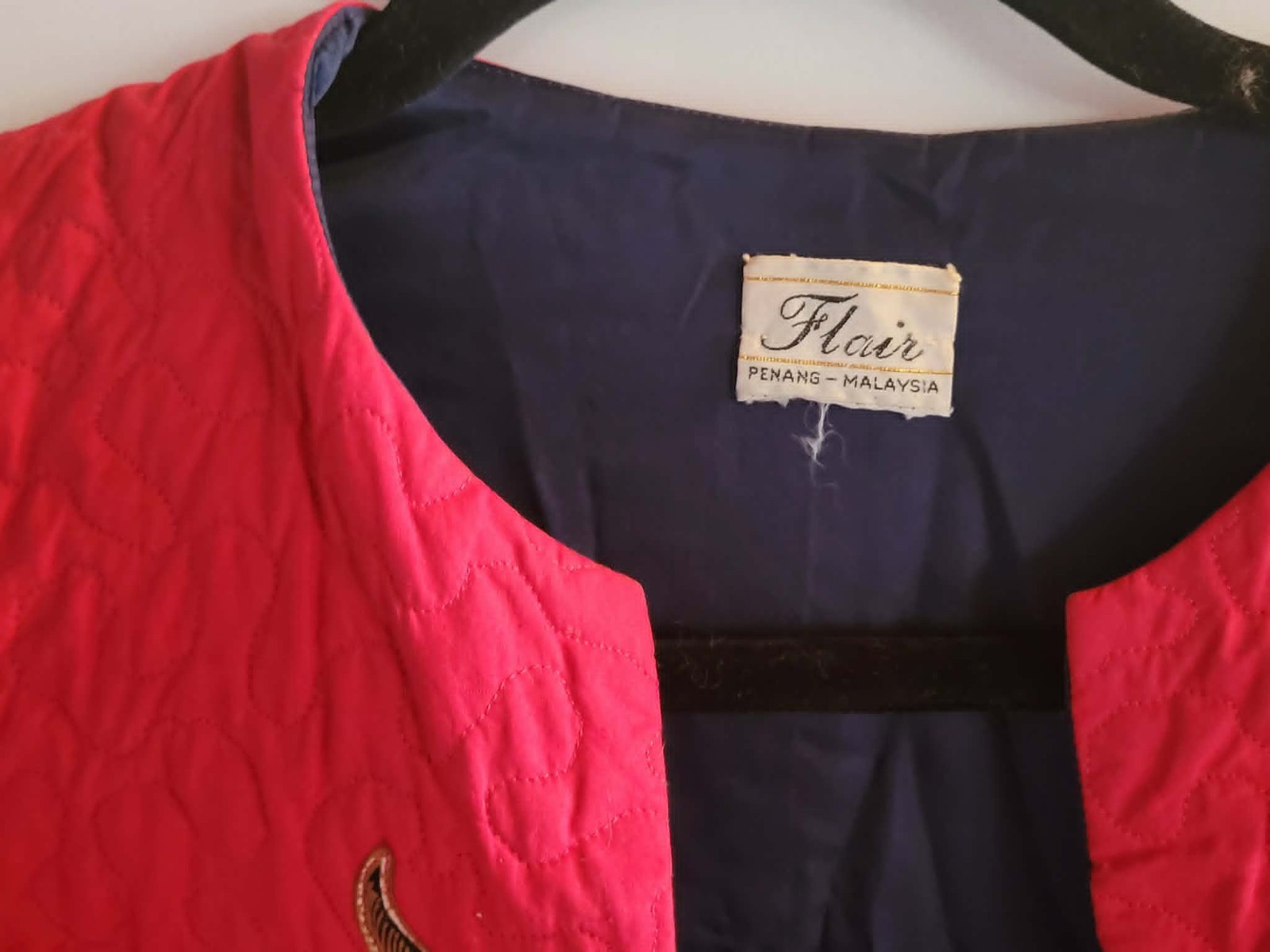 Vintage 1980s Asian Quilted Jacket Coat Pink Floral Penang Malaysia AU 12-14