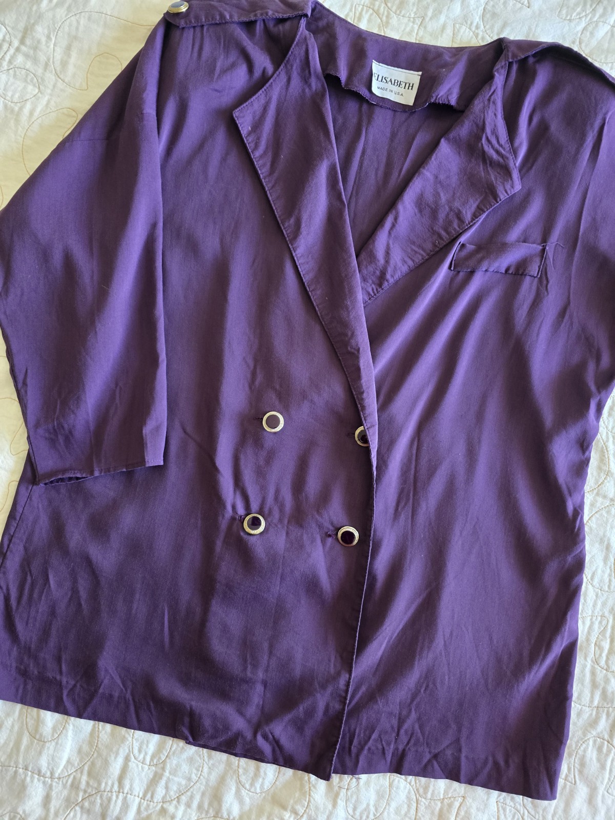 Vintage 80s Purple Womens XL Corpcore Blazer Elisabeth Liz Claiborne Blouse