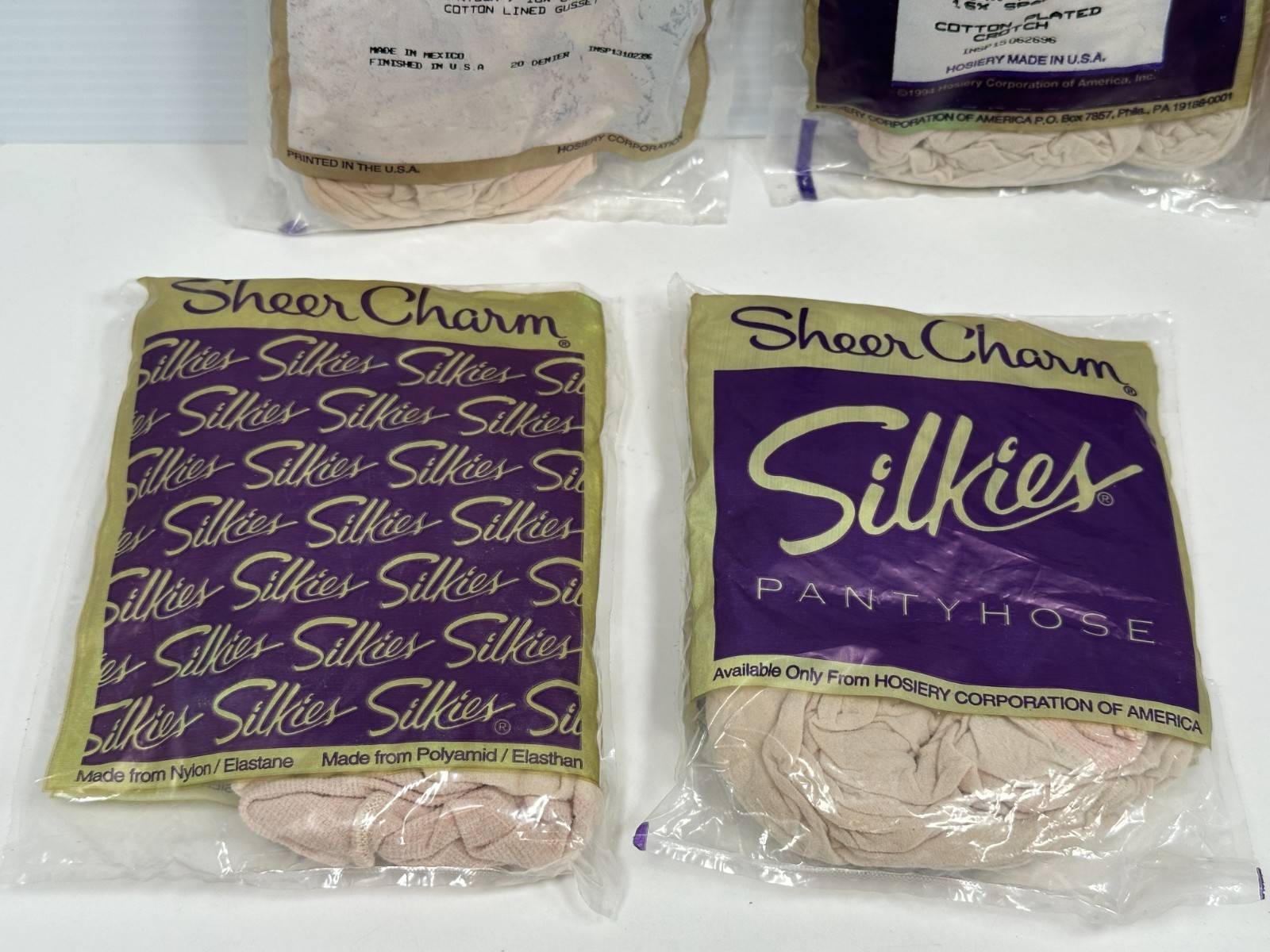 6 SILKIES Pantyhose Nylon Spandex X-Large Queen OFF WHITE 659 SHEER CHARM NEW