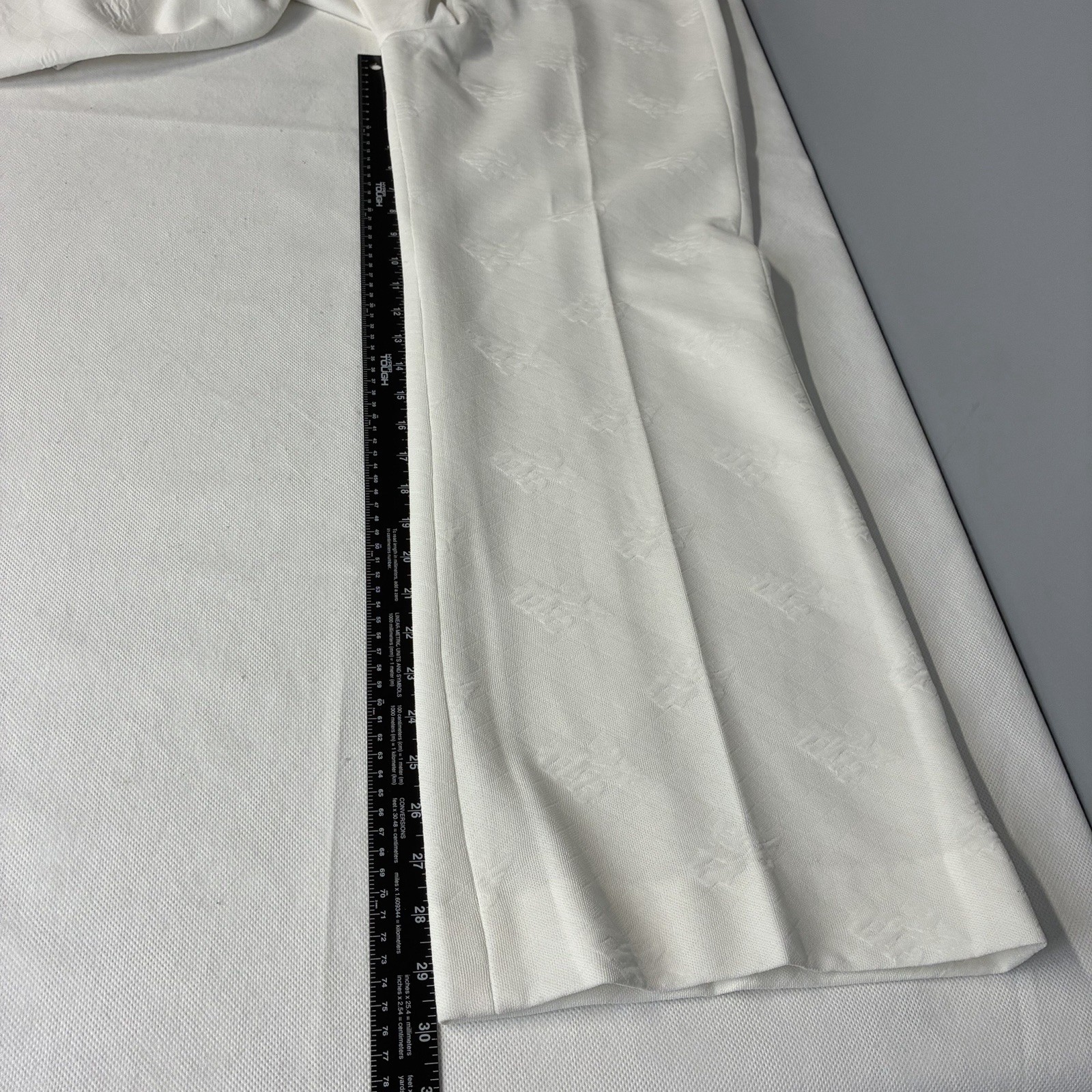 Vtg 60s 70s Bleeker Street Women Pant Set Sz 16 M/L White Textured Wide Leg Mod