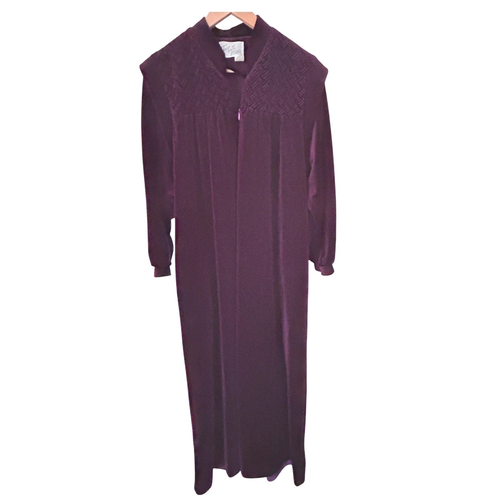 Vintage Terry n’ Terrace Purple Velour Housecoat Embossed Robe USA Small Granny