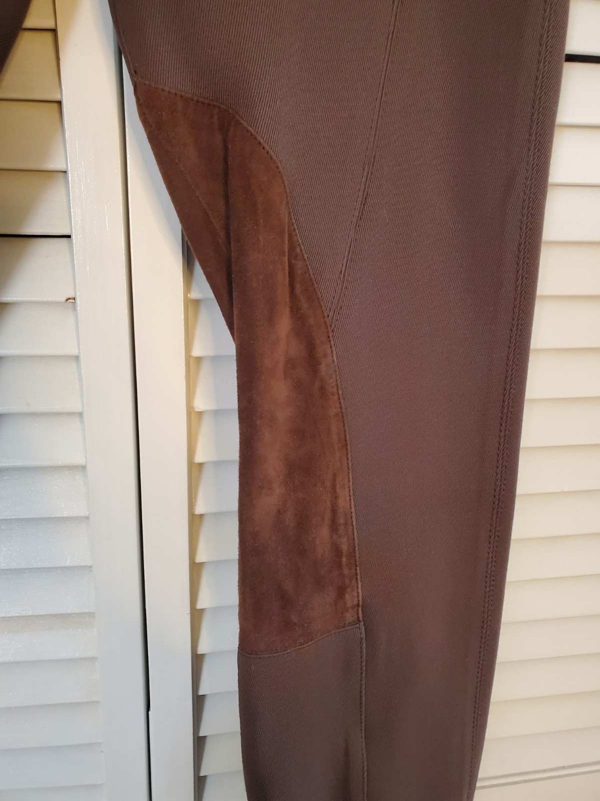 2000s Vintage ETRO Equestrian Jodphur Brown Leather Patch Skinny Pants IT 48 XL